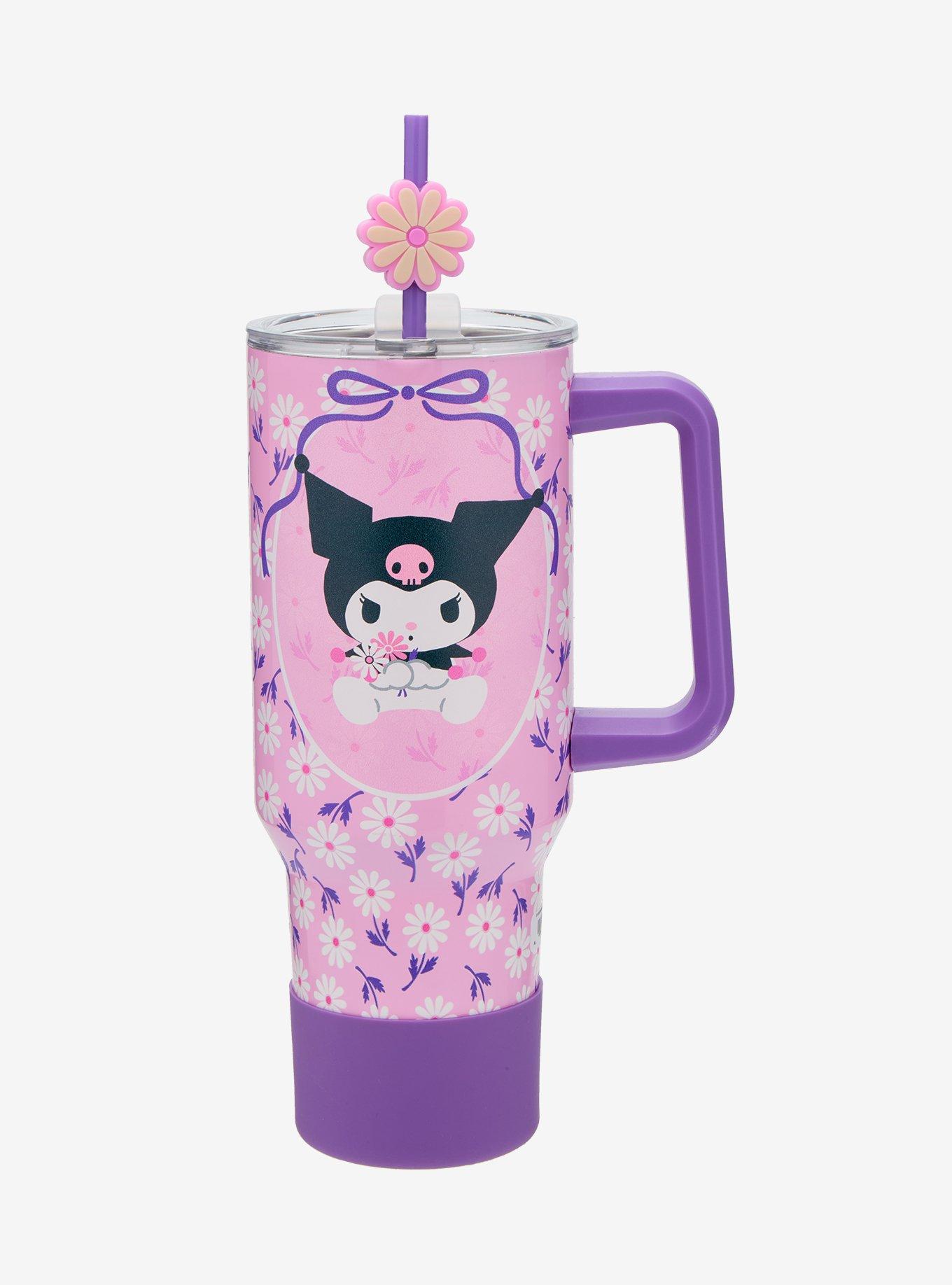 Sanrio Kuromi Floral Straw Tumbler With Handle — BoxLunch Exclusive, , hi-res