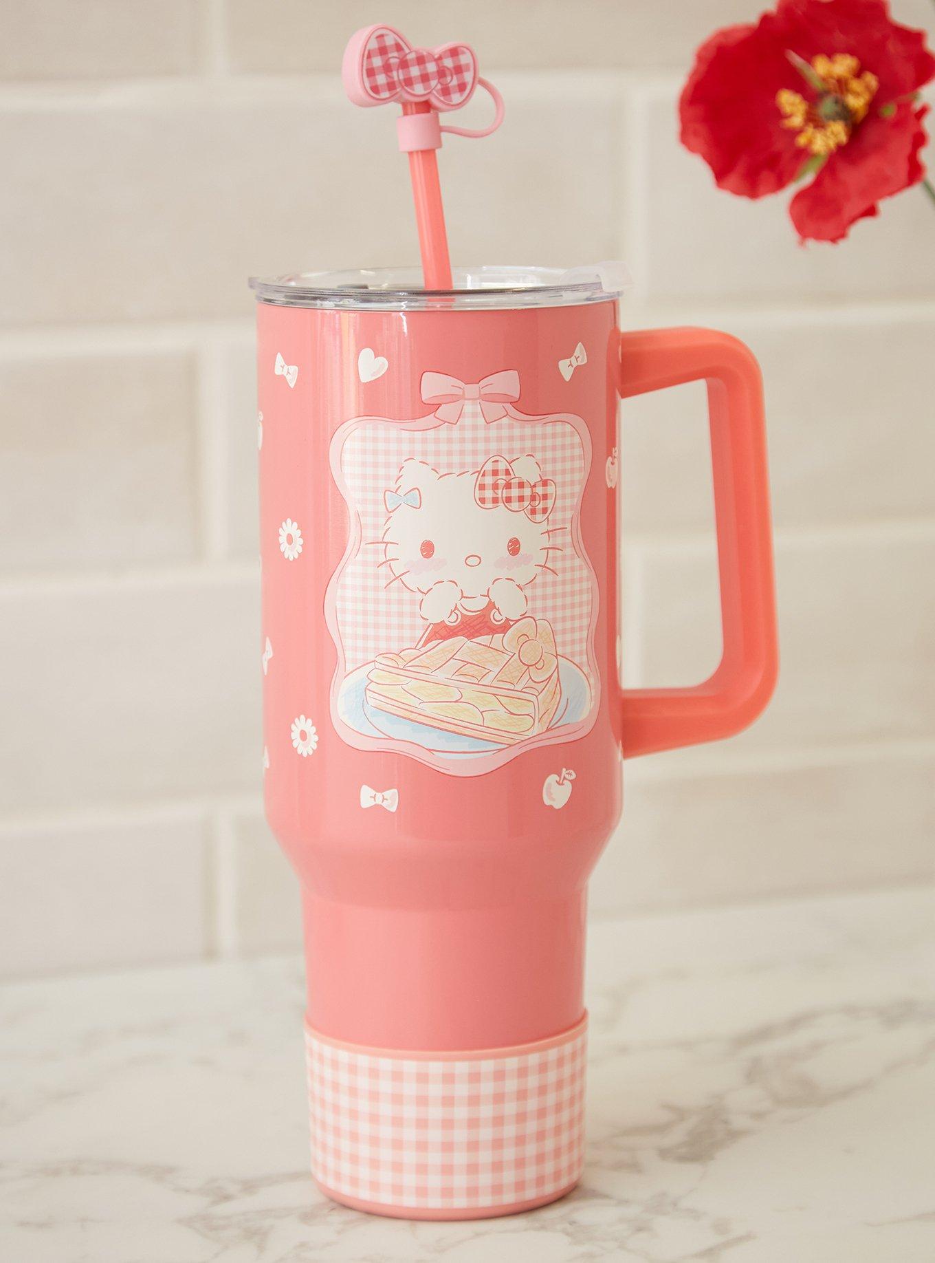 Sanrio Hello Kitty Gingham Straw Tumbler with Handle - BoxLunch Exclusive, , hi-res