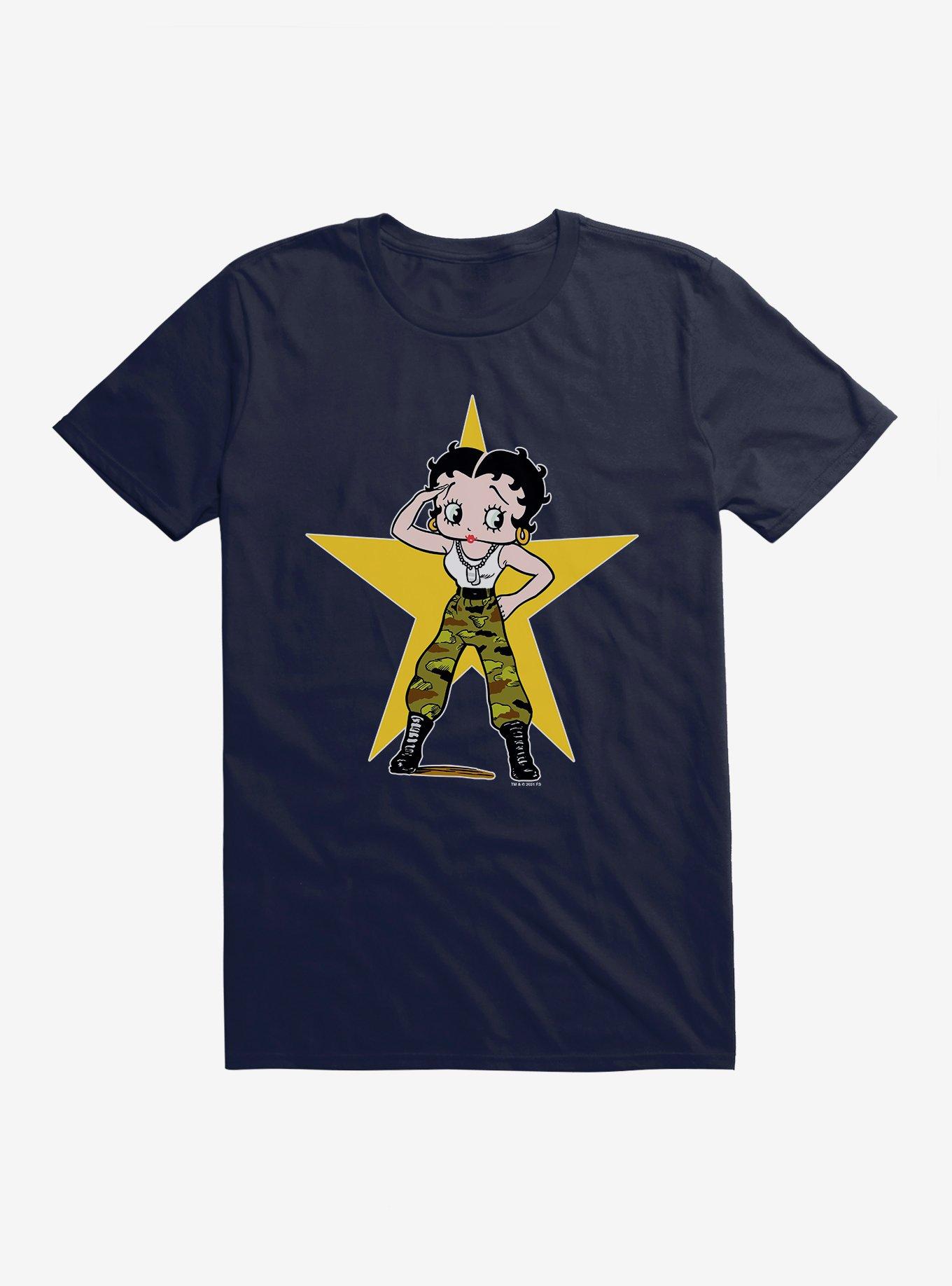 Betty Boop Army Camo and Stars T-Shirt, , hi-res