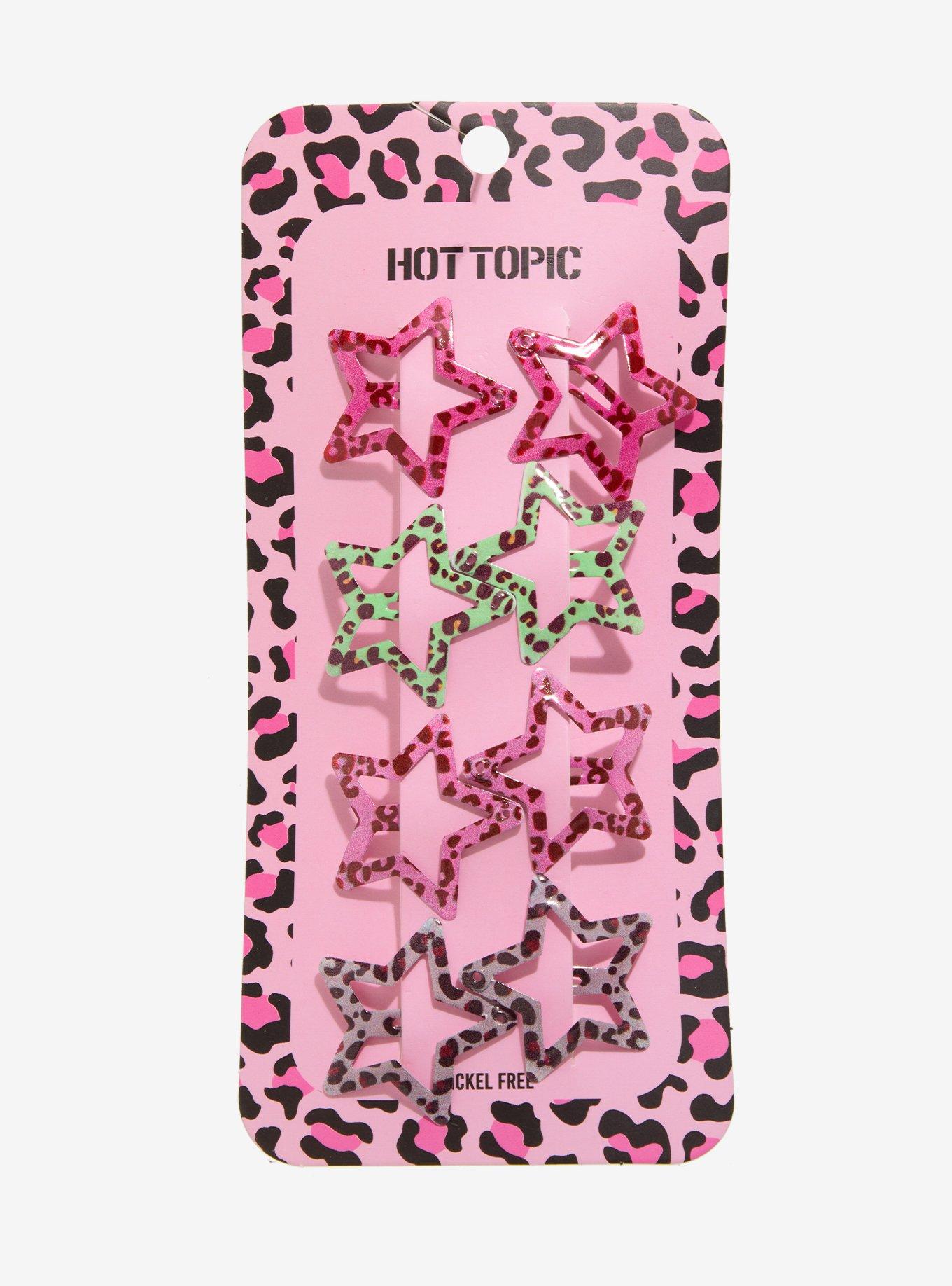 Neon Leopard Star Hair Clip Set, , hi-res
