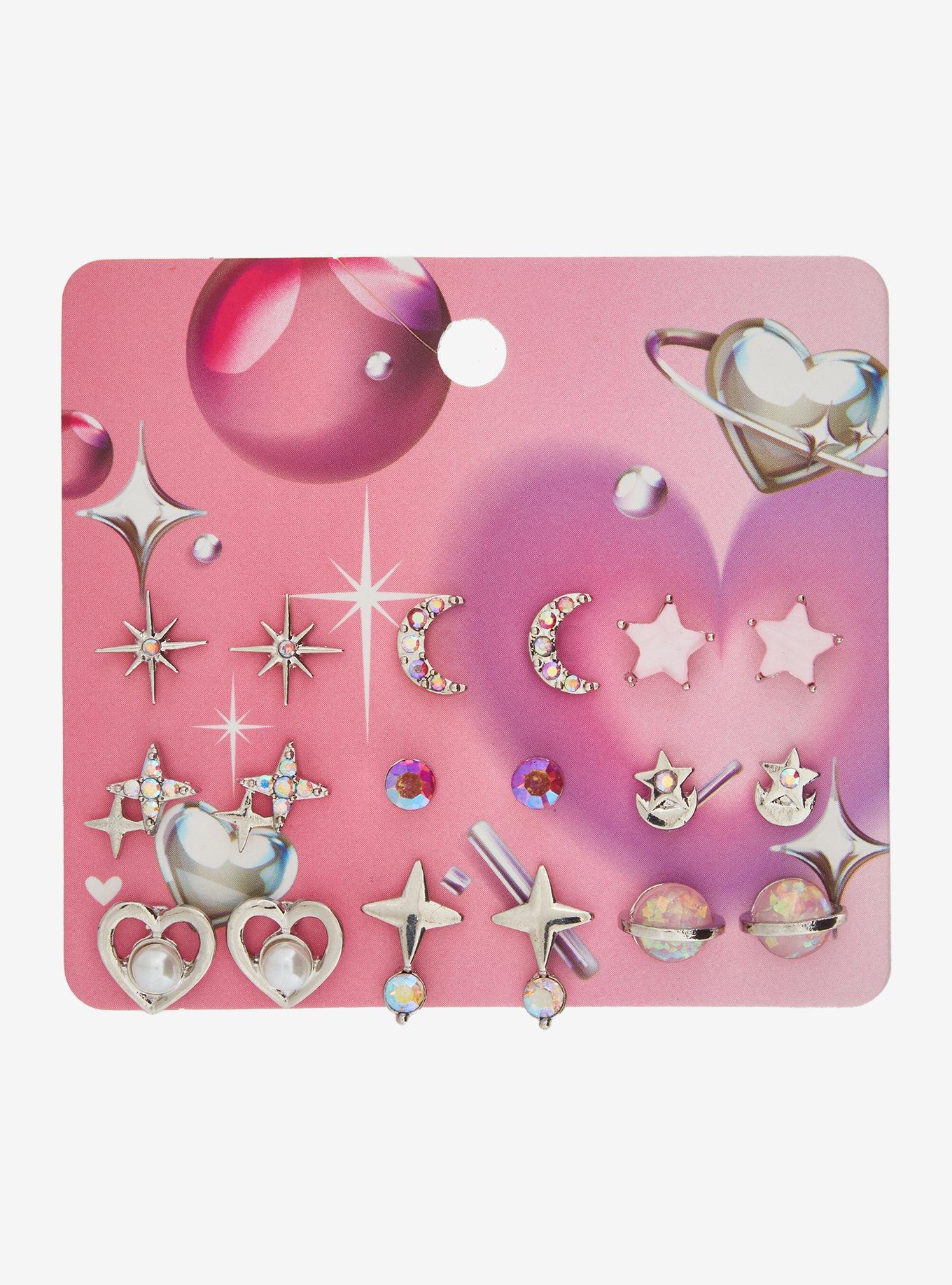Pink Celestial Gem Stud Earring Set, , hi-res