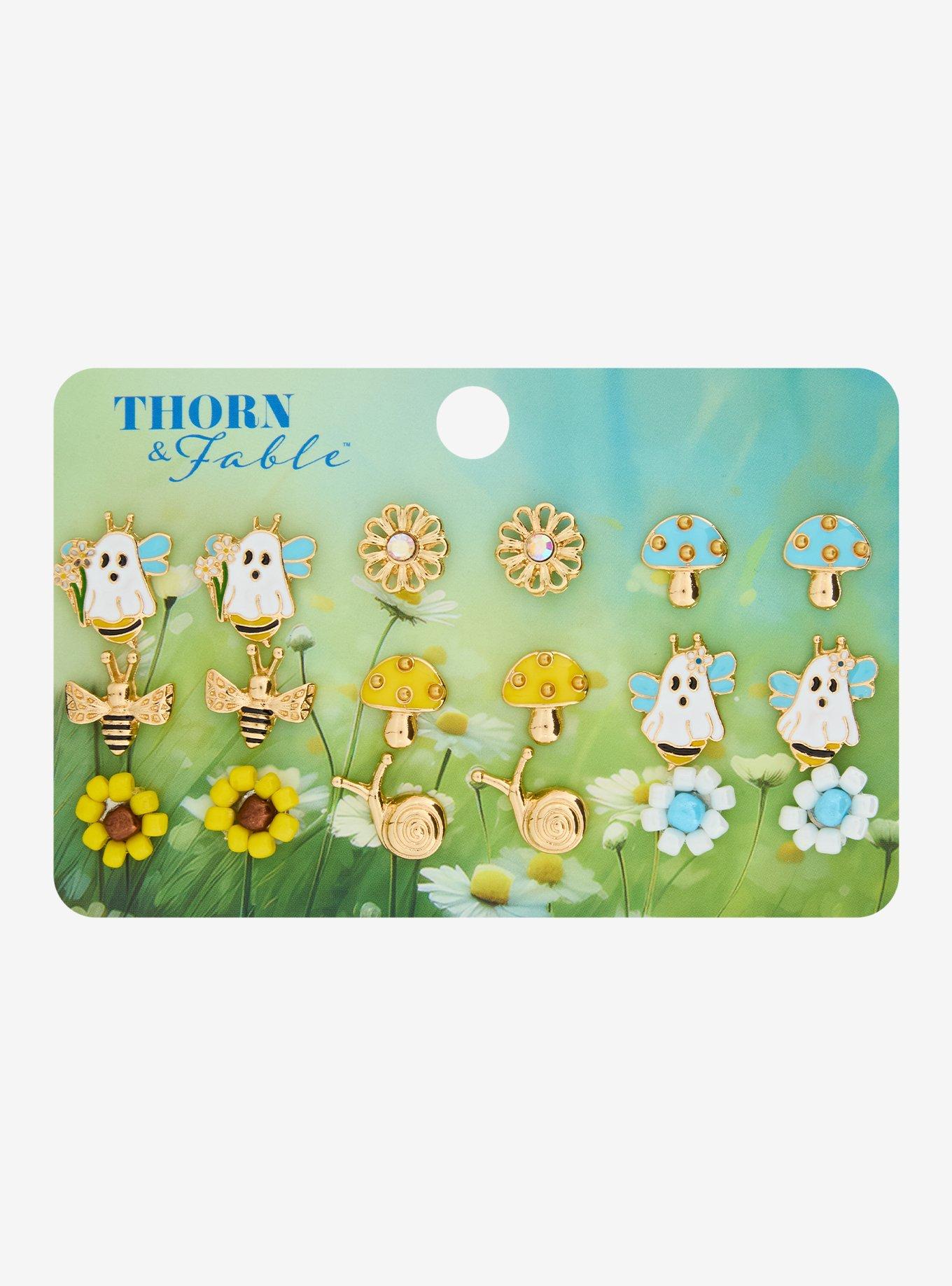 Thorn & Fable Bee Ghost Daisy Stud Earring Set, , hi-res