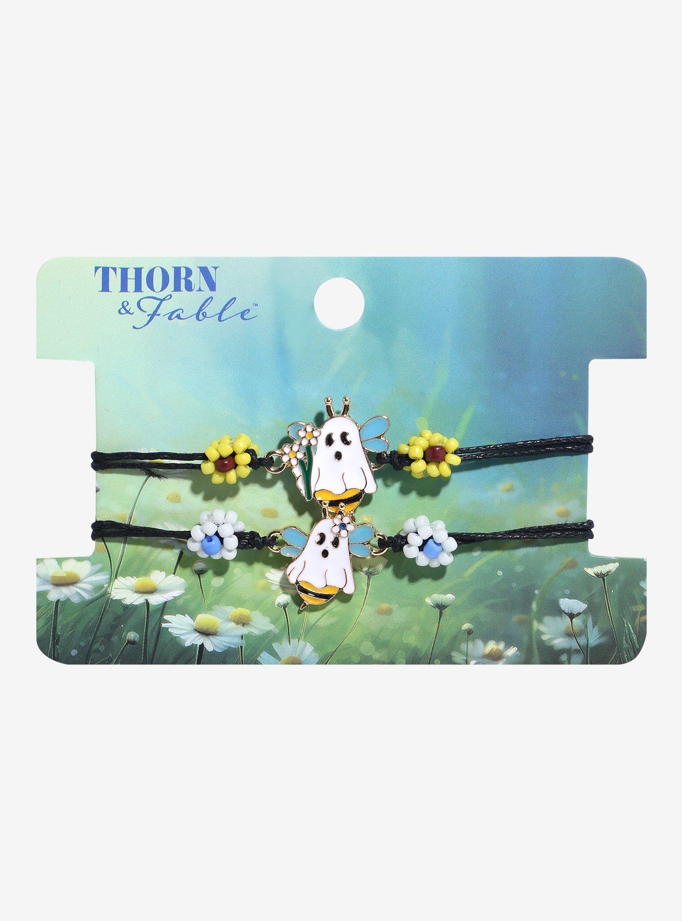 Thorn & Fable Bee Ghost Floral Best Friend Cord Bracelet Set, , hi-res