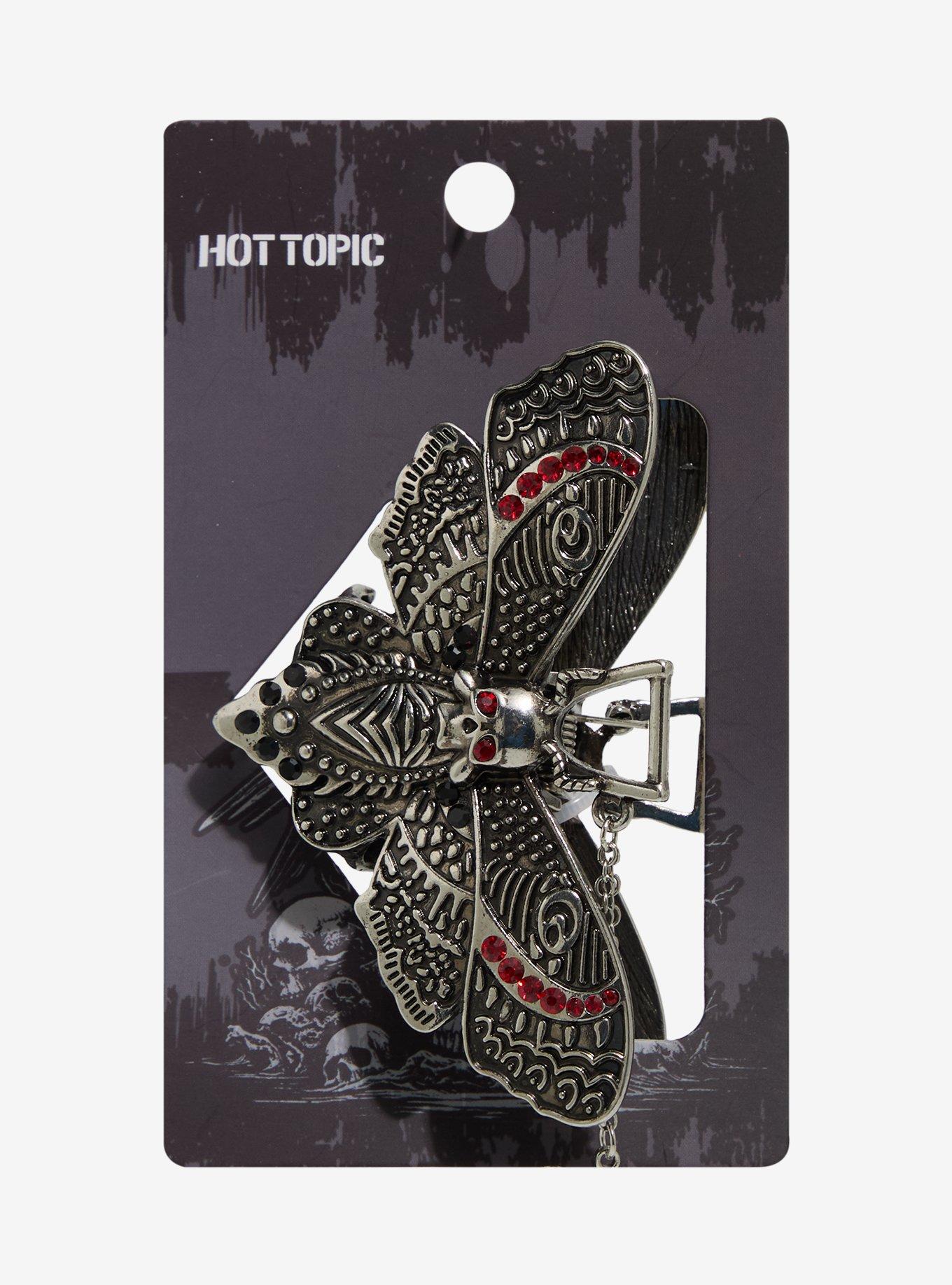 Red Gem Death Moth Chains Claw Hair Clip, , hi-res