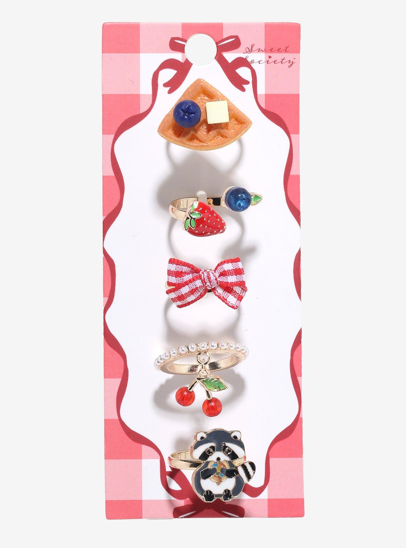 Sweet Society Waffle Raccoon Ring Set, , hi-res