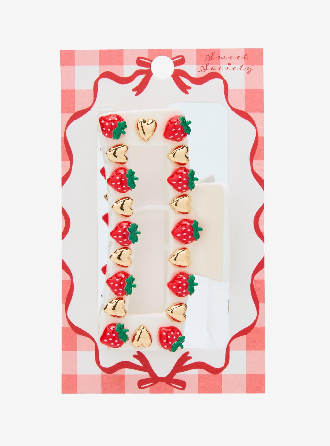 Sweet Society Strawberries & Hearts Claw Hair Clip, , hi-res