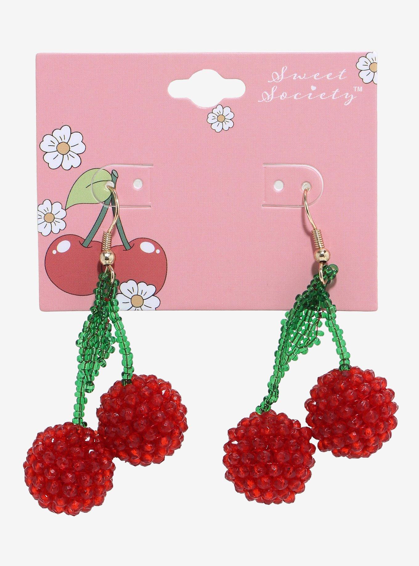 Sweet Society Cherry Beaded Earrings, , hi-res