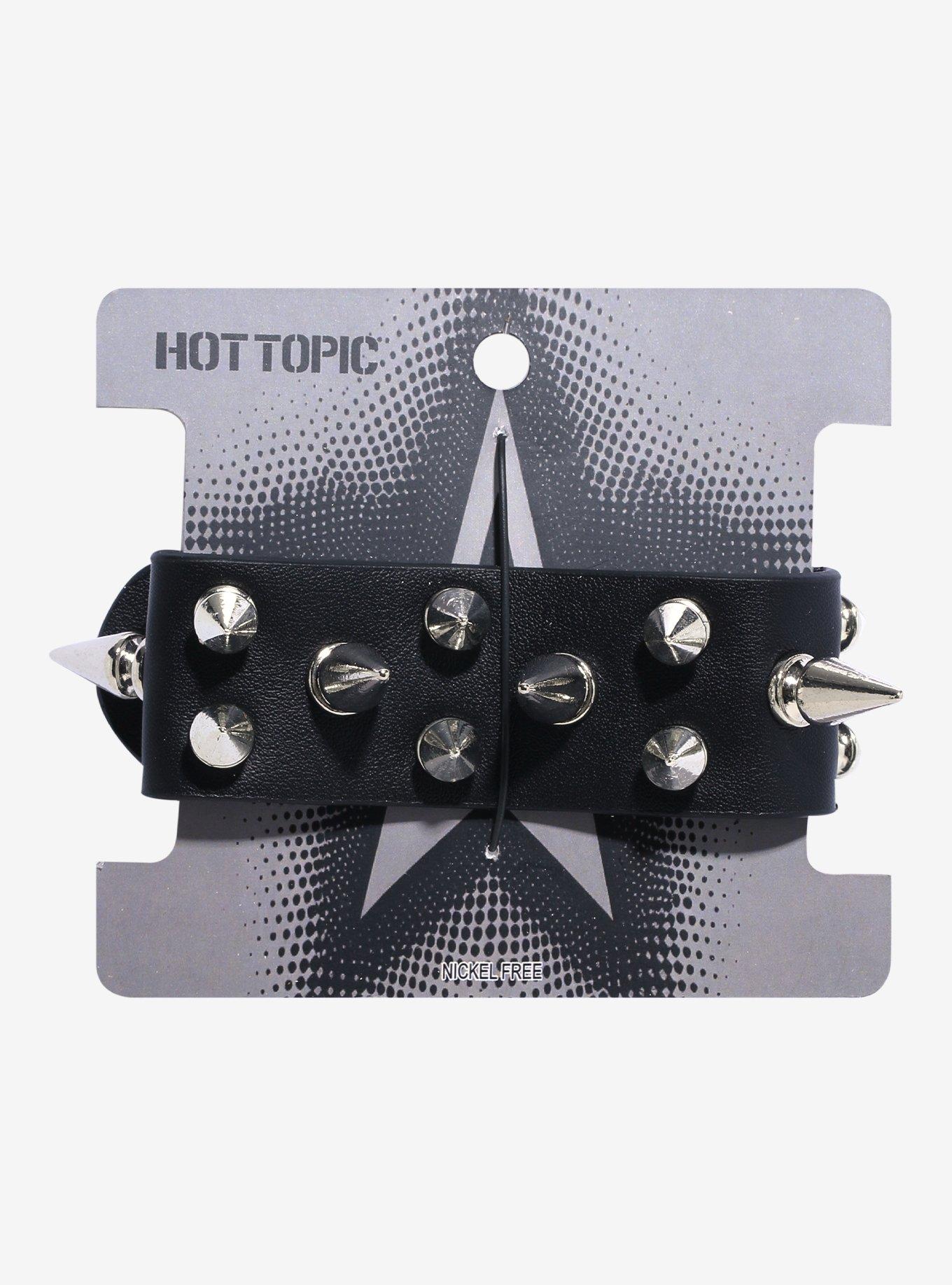 Big Spike Faux Leather Cuff Bracelet, , hi-res