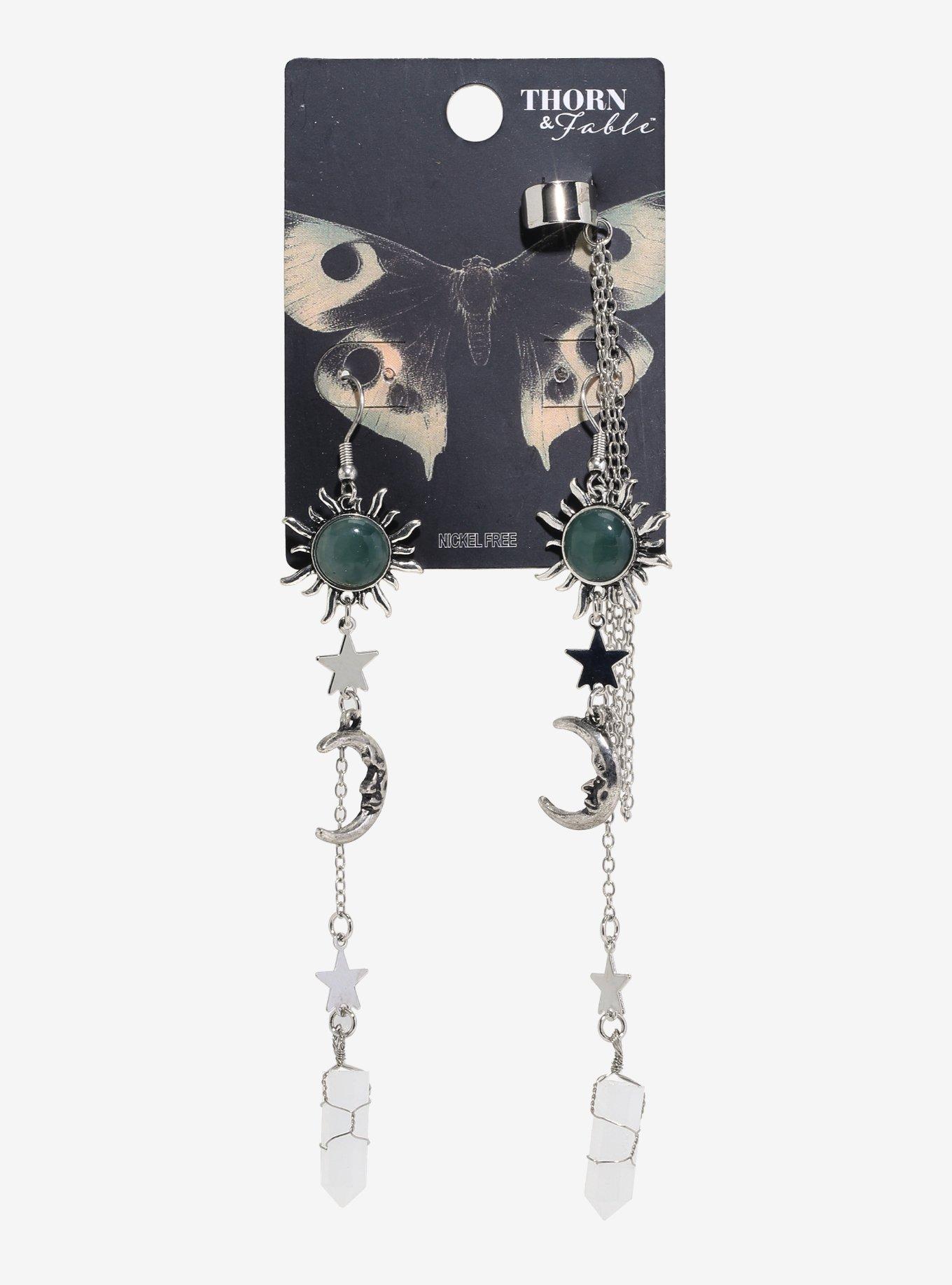 Thorn & Fable Gem Sun Crystal Cuff Earrings, , hi-res