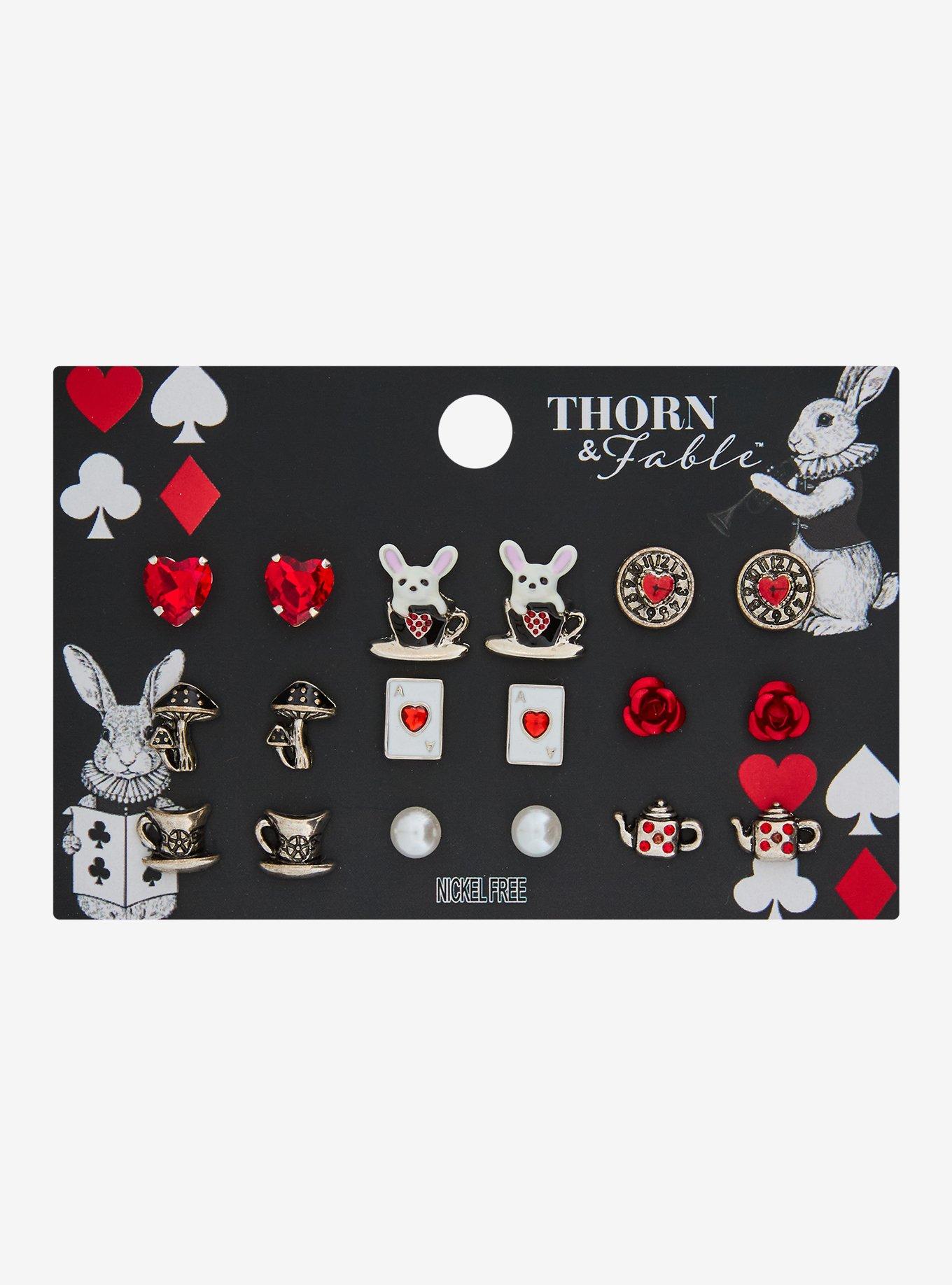 Thorn & Fable Alice's Adventures In Wonderland Tea Party Stud Earring Set, , hi-res