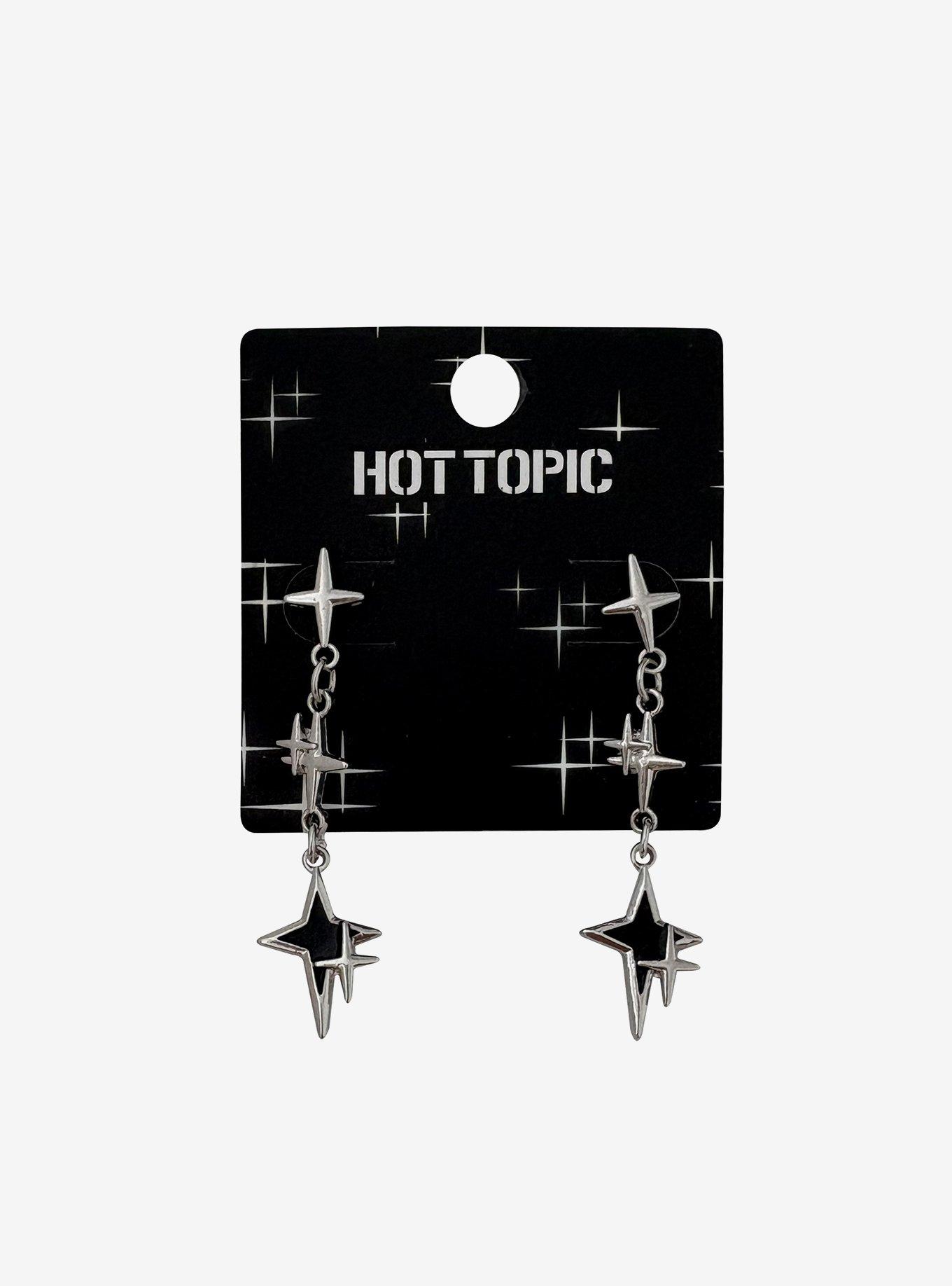 Black Star Drop Earrings, , hi-res