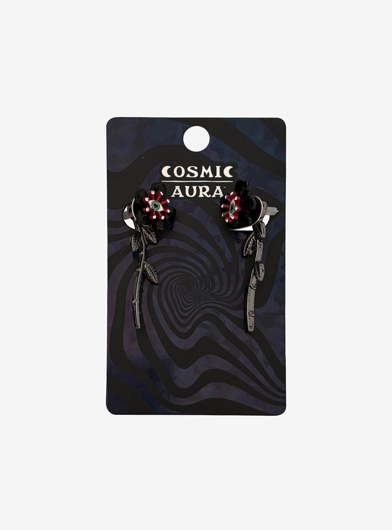 Cosmic Aura Eye Flower Front/Back Earrings, , hi-res