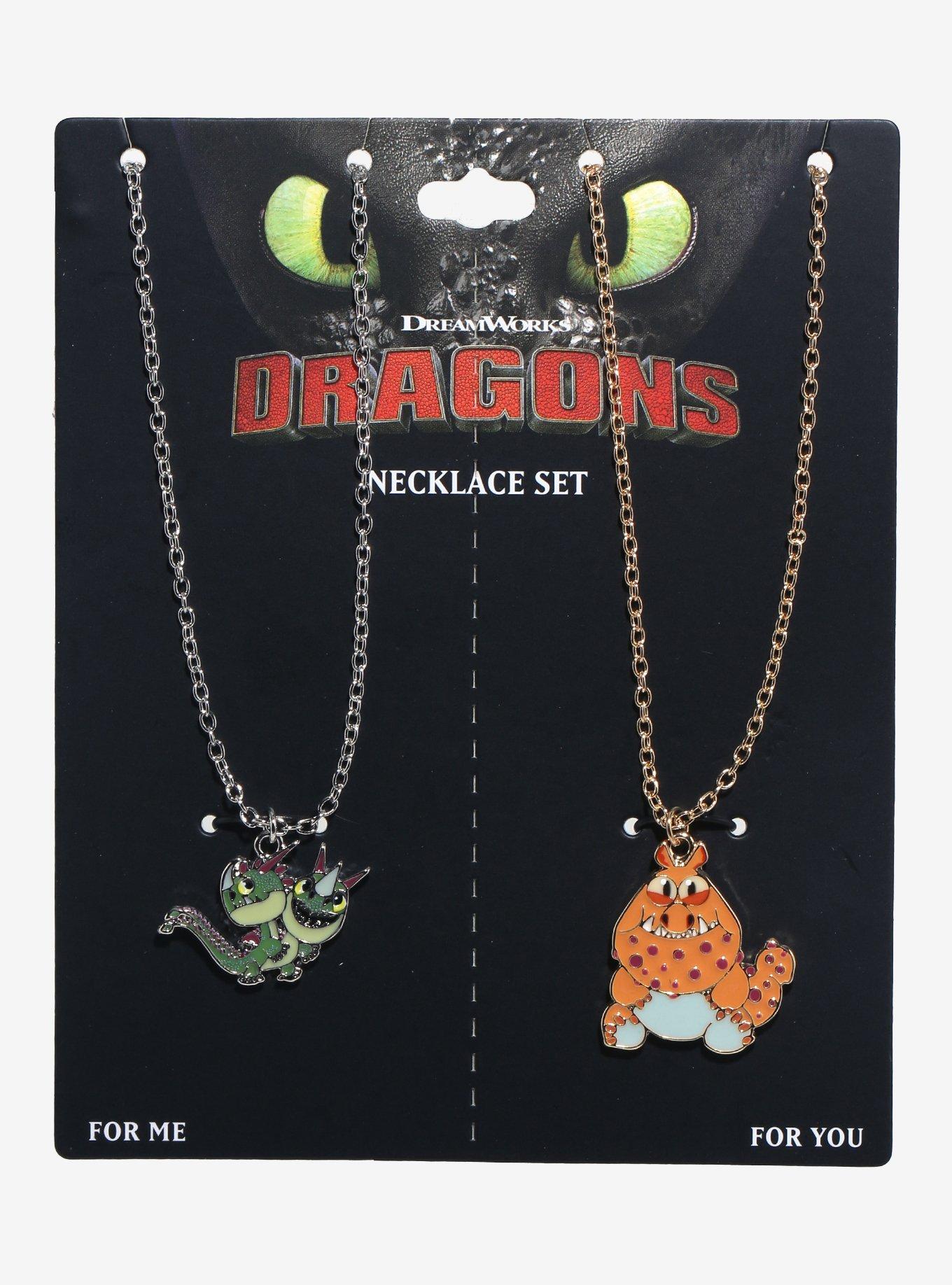 How To Train Your Dragon Chibi Meatlug Barf & Belch Best Friend Necklace Set, , hi-res