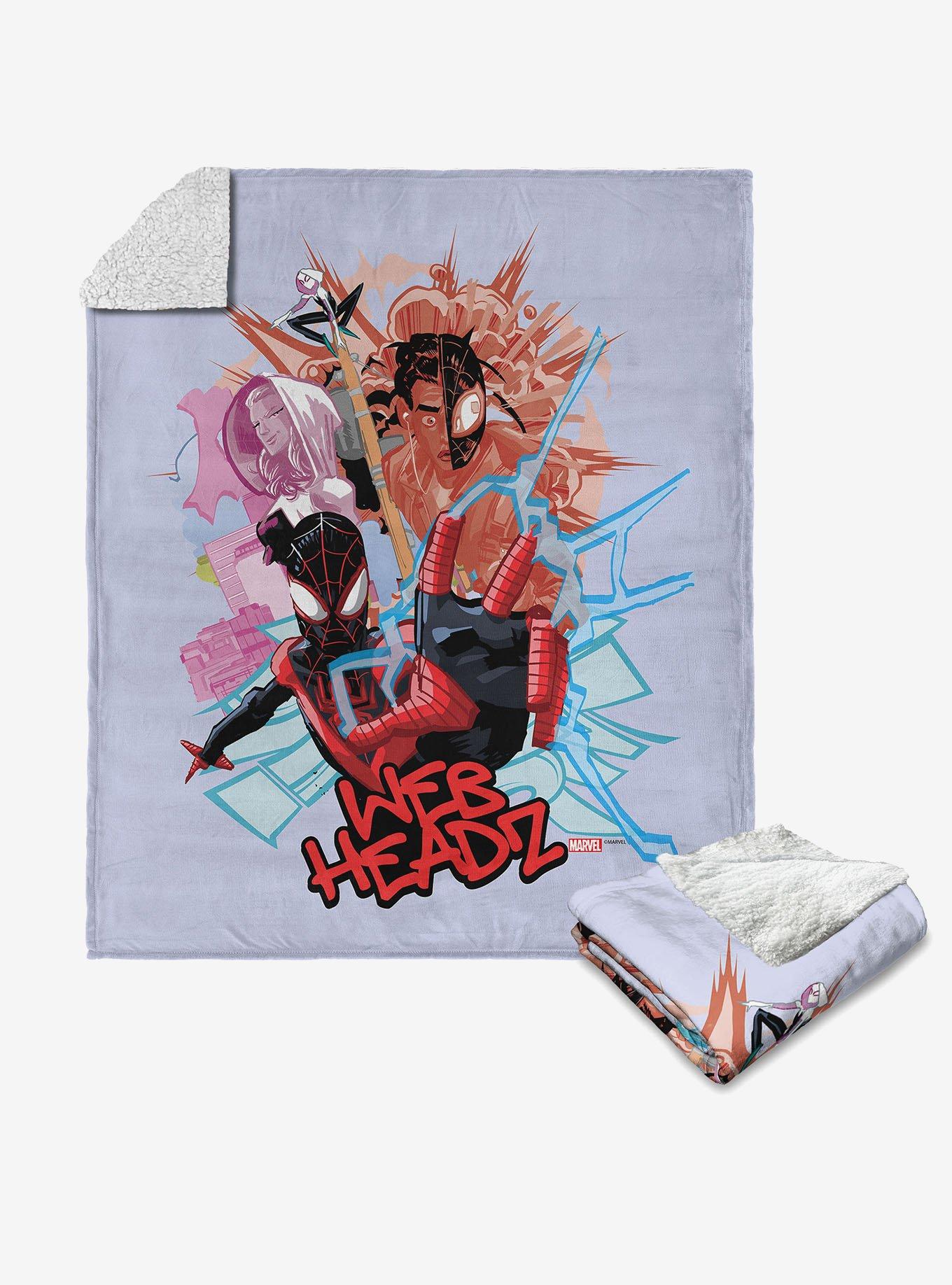 Marvel Spider-Man Web Headz Silk Touch Sherpa Throw Blanket, , hi-res