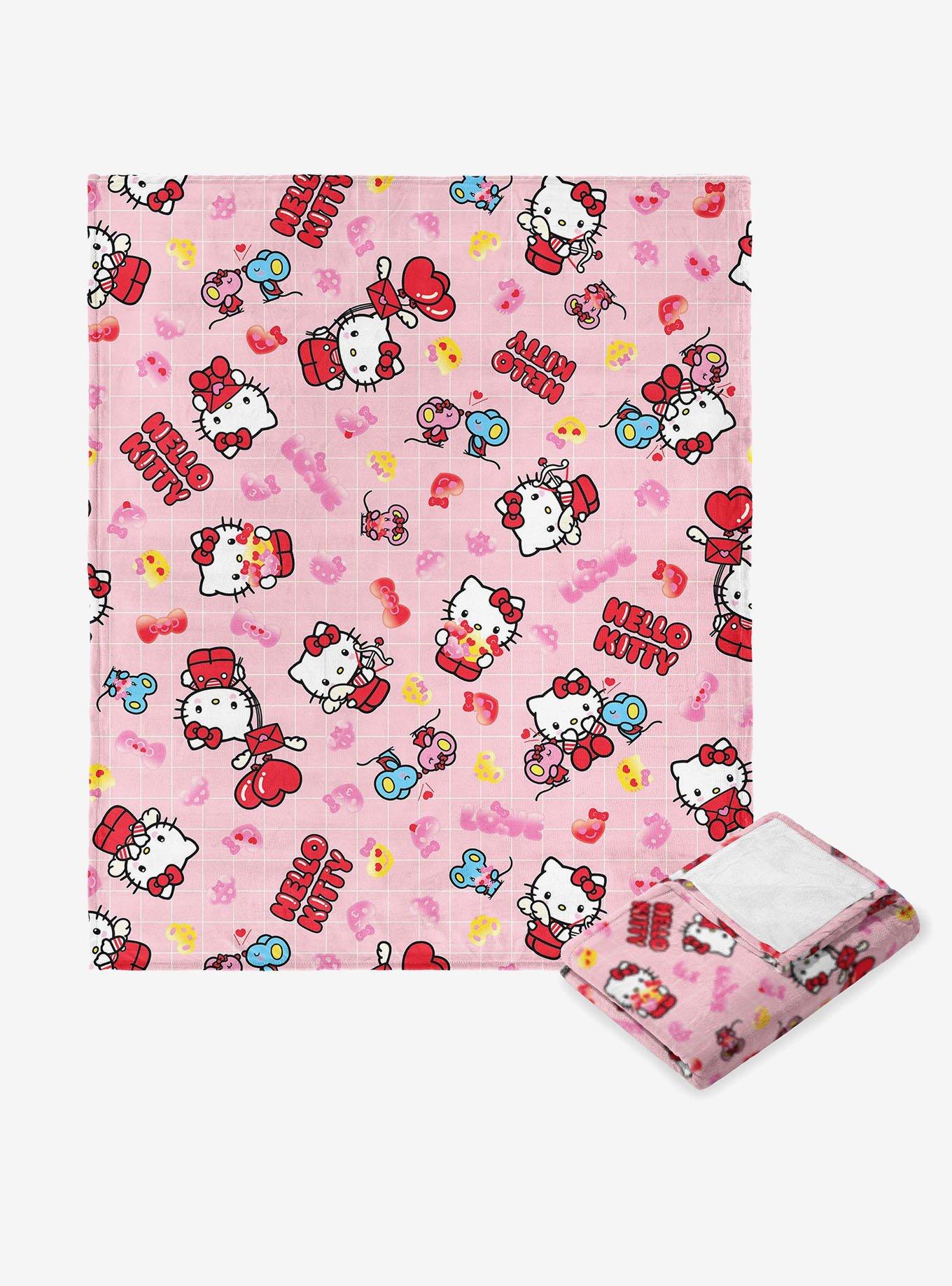Sanrio Hello?Kitty?Hello?Love Silk Touch Throw Blanket, , hi-res