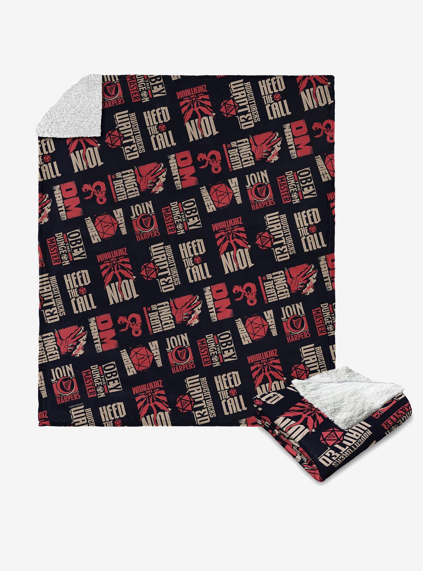 Dungeons & Dragons D&D Pattern Silk Touch Sherpa Throw Blanket, , hi-res