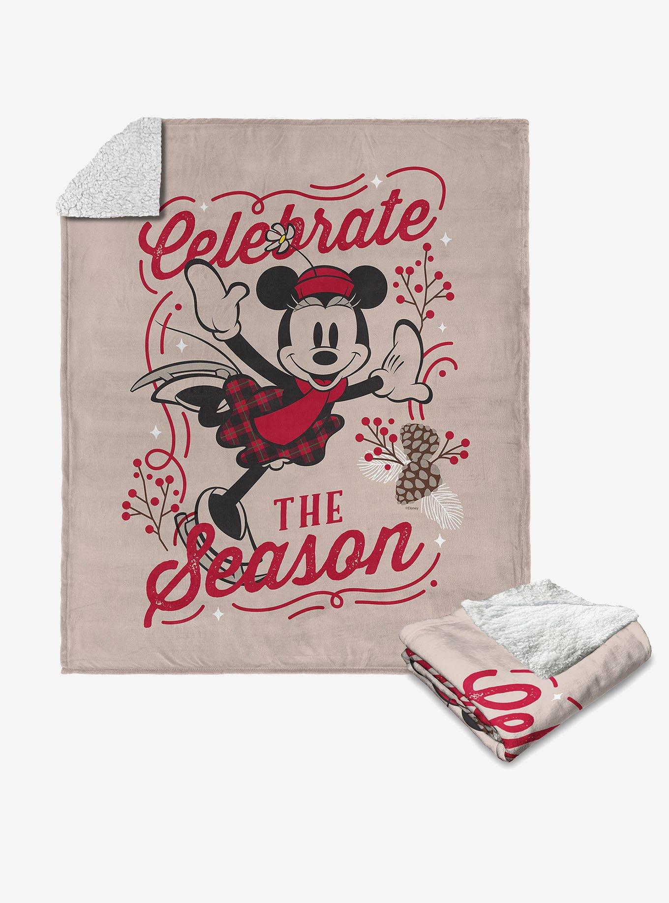 Disney Minnie Mouse Celebrate The Season Silk Touch Sherpa Throw Blanket, , hi-res
