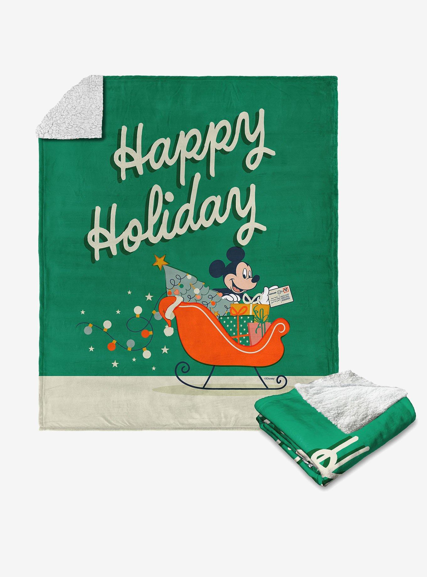 Disney Mickey Mouse Sleigh Mickey Silk Touch Sherpa Throw Blanket, , hi-res