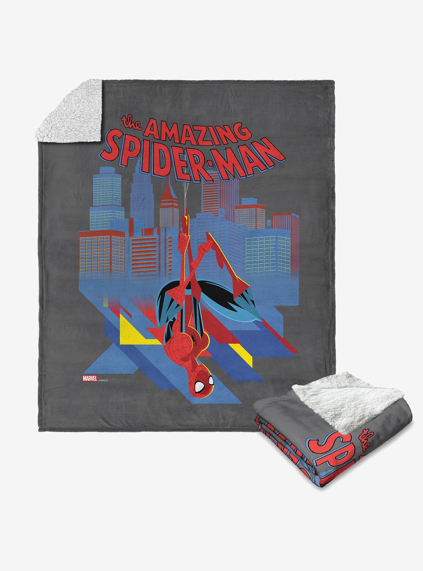 Marvel Spider-Man Amazing Cityscape Silk Touch Sherpa Throw Blanket, , hi-res