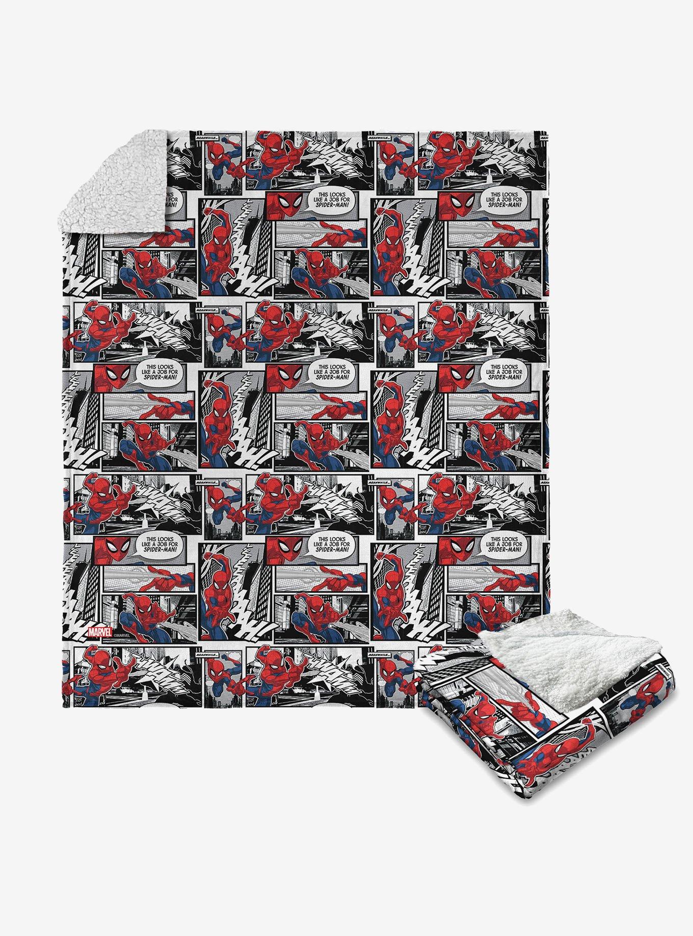 Marvel Spider-Man Comic Pattern Silk Touch Sherpa Throw Blanket, , hi-res