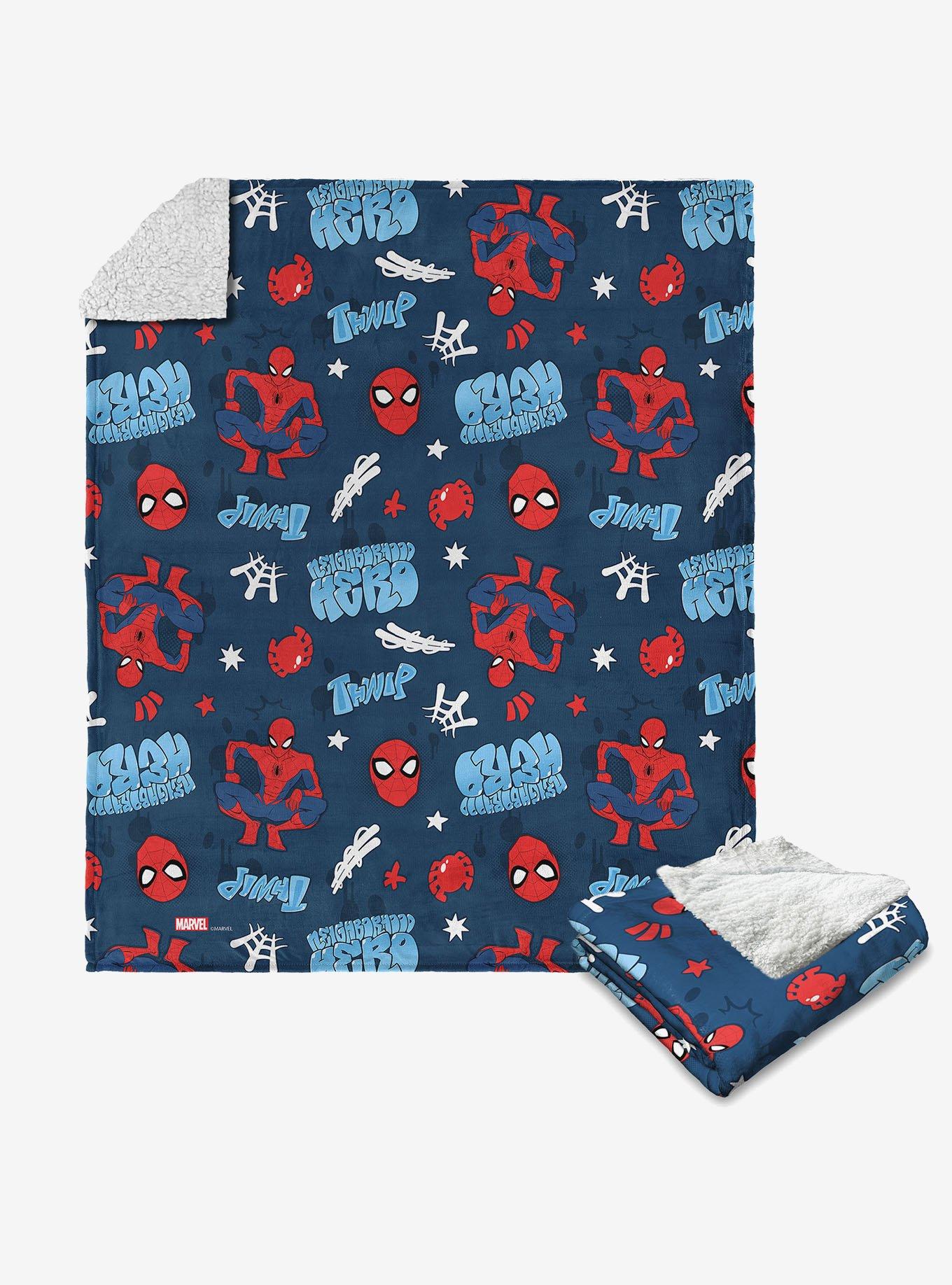 Marvel Spider-Man Thwip Pattern Silk Touch Sherpa Throw Blanket, , hi-res