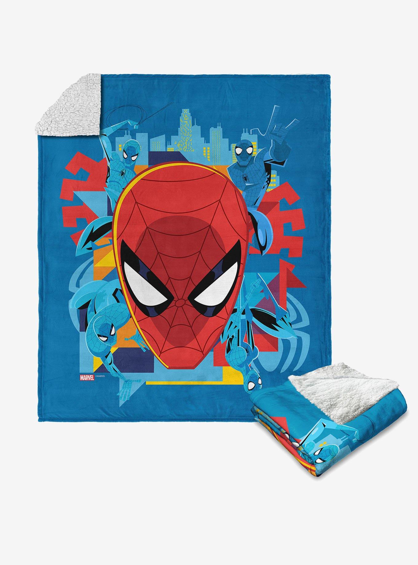 Marvel Spider-Man Wall Crawler Silk Touch Sherpa Throw Blanket, , hi-res