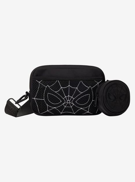 Loungefly Marvel Spider-Man Black White Suit Sling Bag with Coin