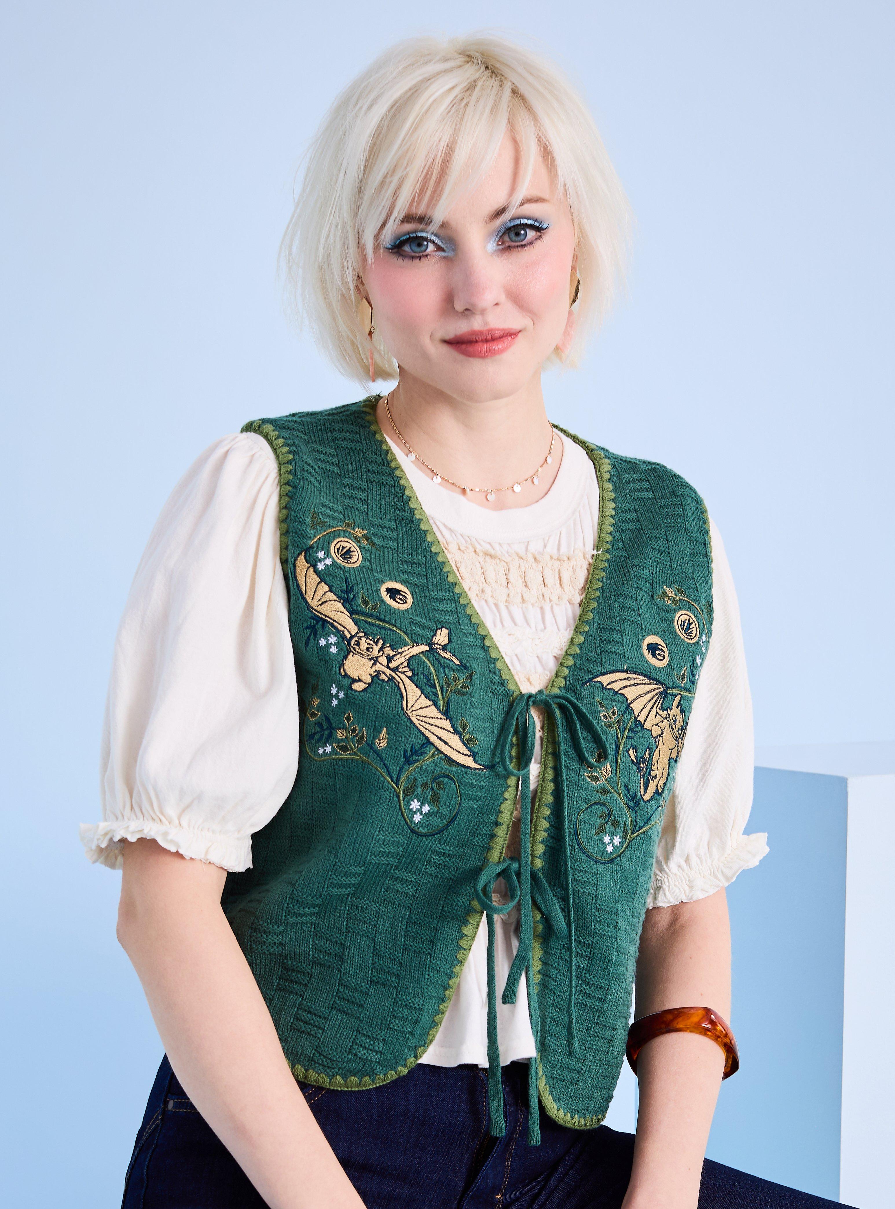 トップス Sasquatchfabrix CURLED DRAGON KNIT VEST How To Train Your Dragon Toothless Tie Vest | Her Universe