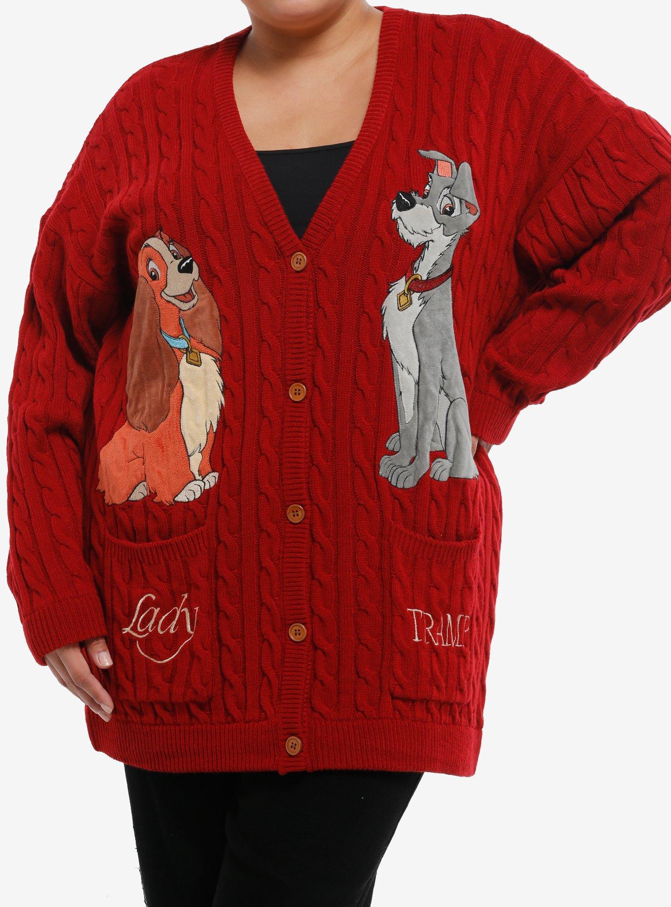 Her Universe Disney Lady And The Tramp Cable Knit Cardigan Plus Size, , hi-res
