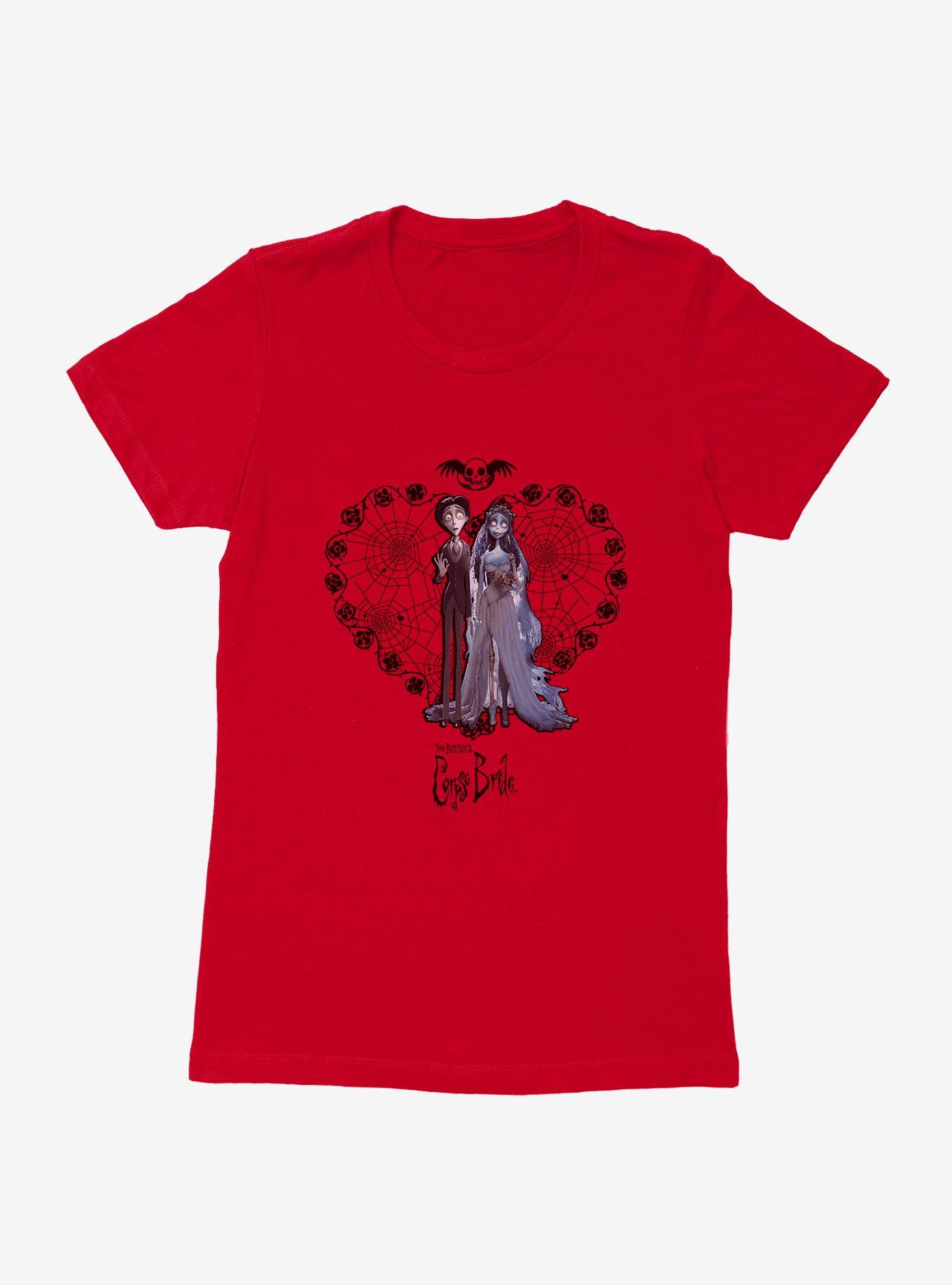 Corpse Bride Spiderweb Heart Portrait Womens T-Shirt, , hi-res