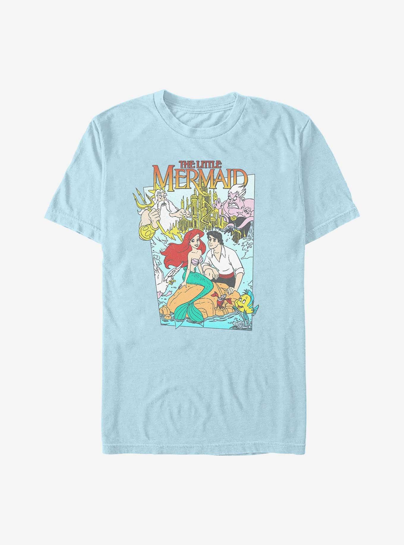 Disney The Little Mermaid Retro Cover Garment Dye T-Shirt, CHAMBRAY, hi-res