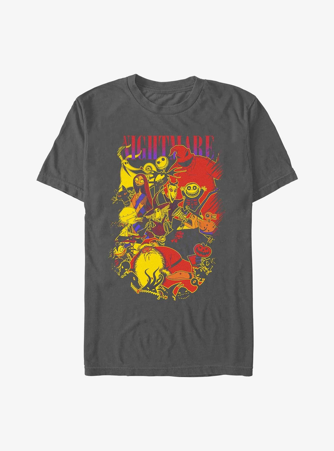 The Nightmare Before Christmas Group Garment Dye T-Shirt, PEPPER, hi-res