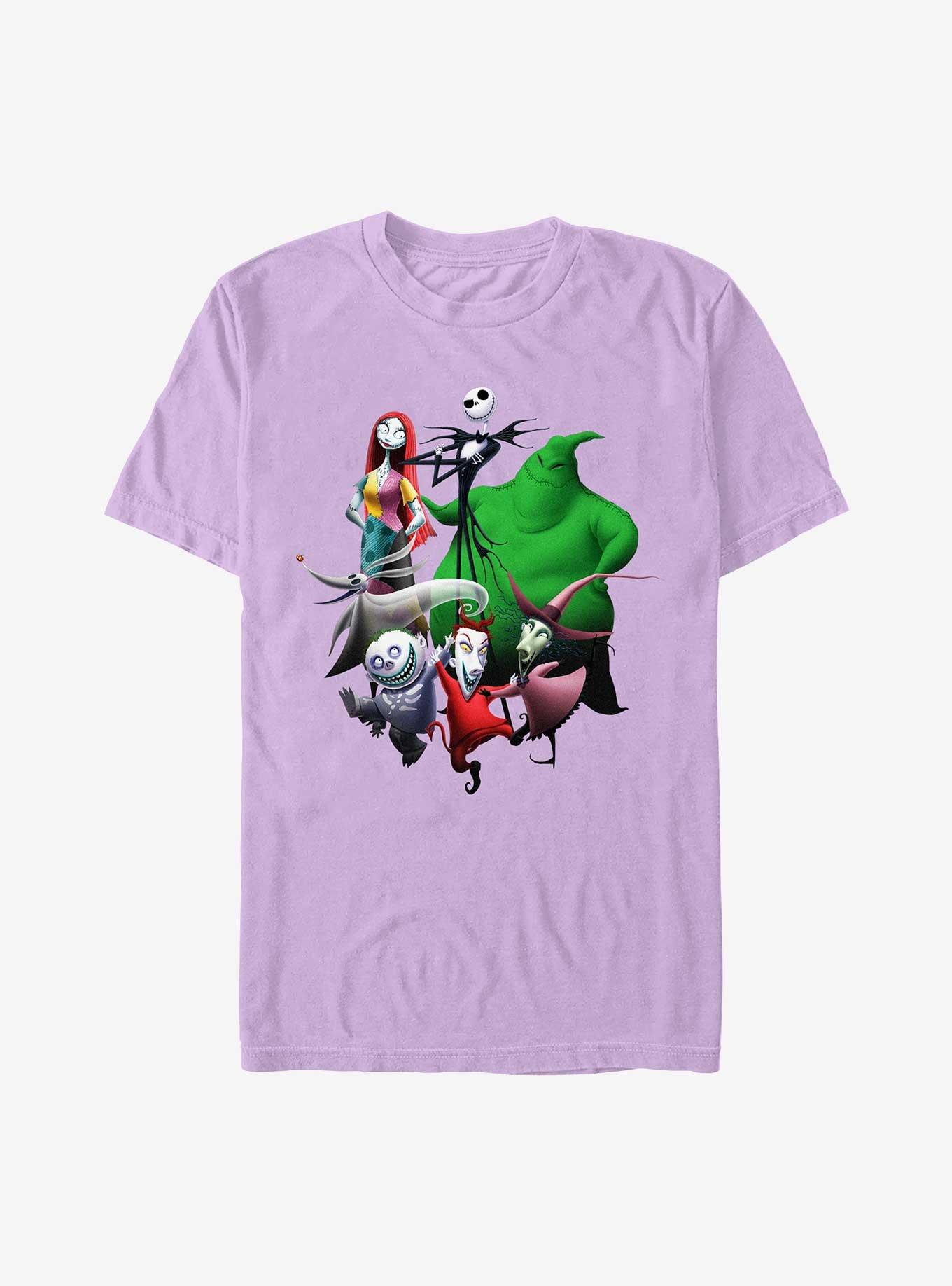The Nightmare Before Christmas Character Group Shot Garment Dye T-Shirt, ORCHID, hi-res