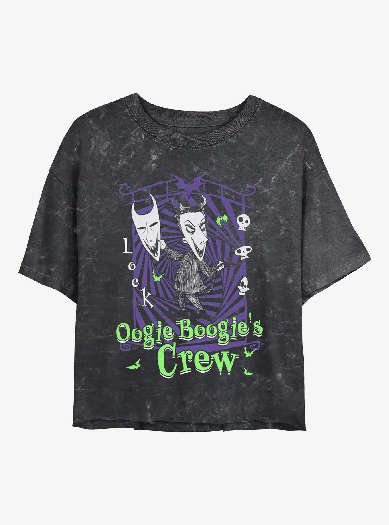 The Nightmare Before Christmas Boogie's Crew Lock Girls Mineral Wash Crop T-Shirt, , hi-res