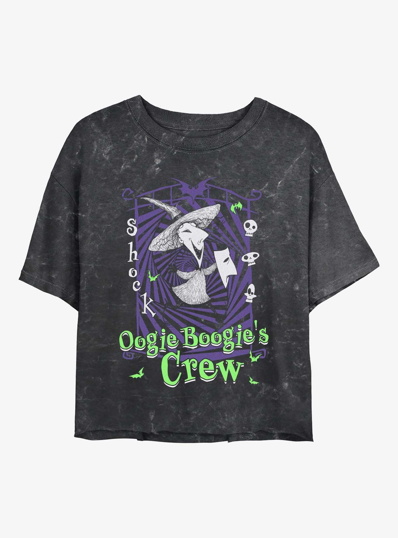 The Nightmare Before Christmas Boogie's Crew Shock Girls Mineral Wash Crop T-Shirt, , hi-res