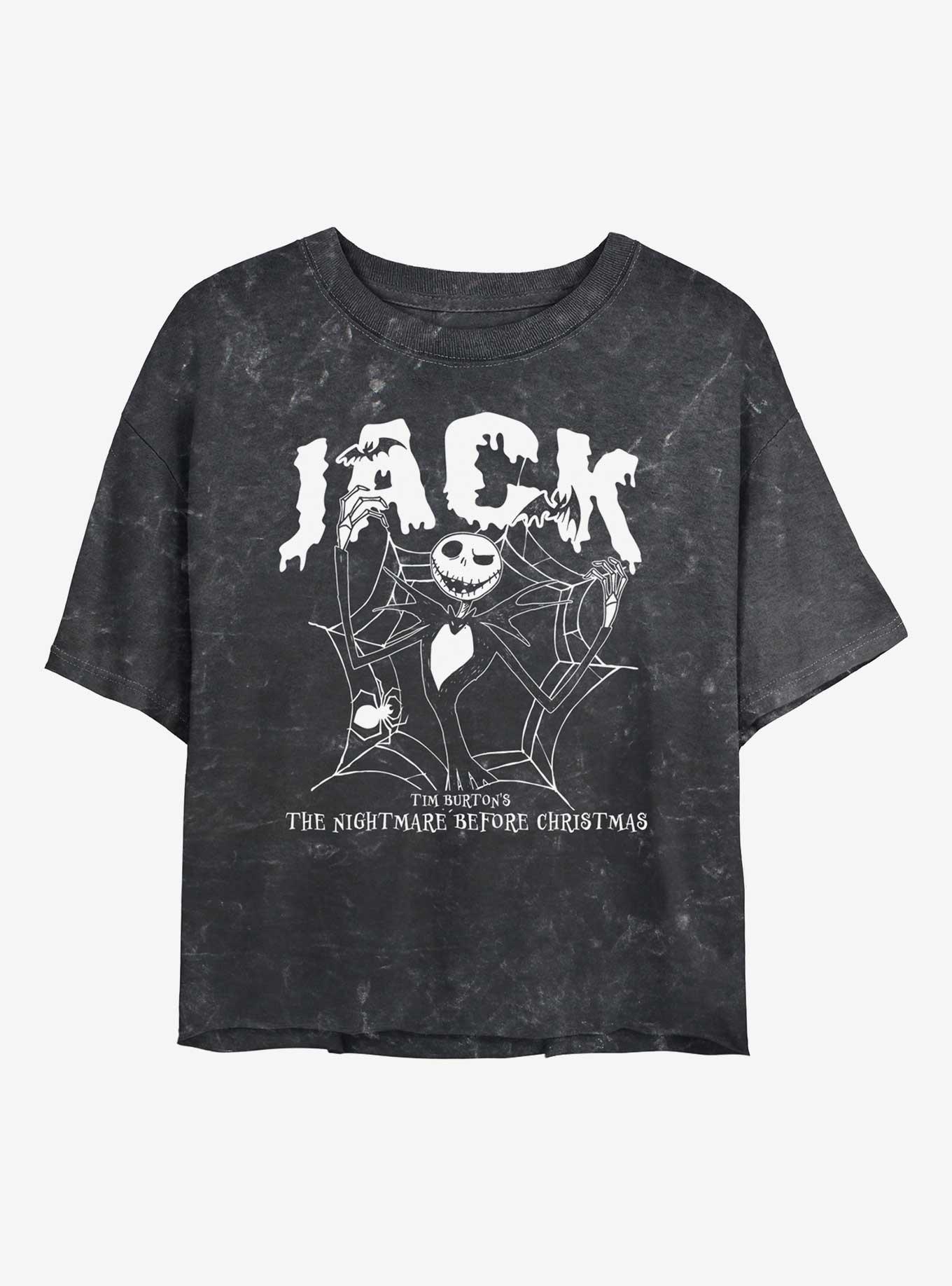 The Nightmare Before Christmas Collegiate Jack Girls Mineral Wash Crop T-Shirt, , hi-res