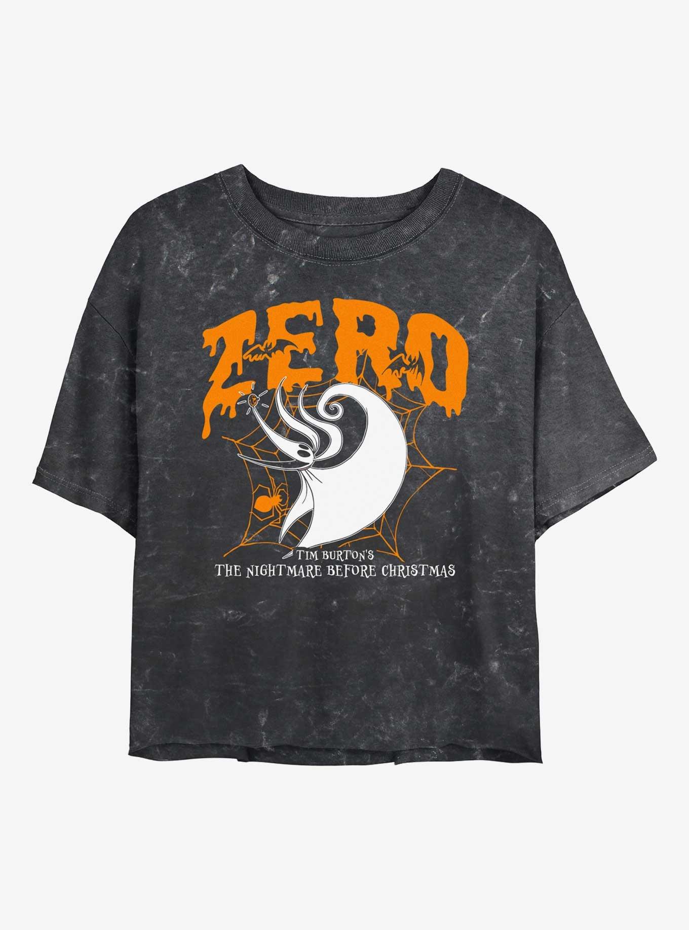 The Nightmare Before Christmas Collegiate Zero Girls Mineral Wash Crop T-Shirt, , hi-res