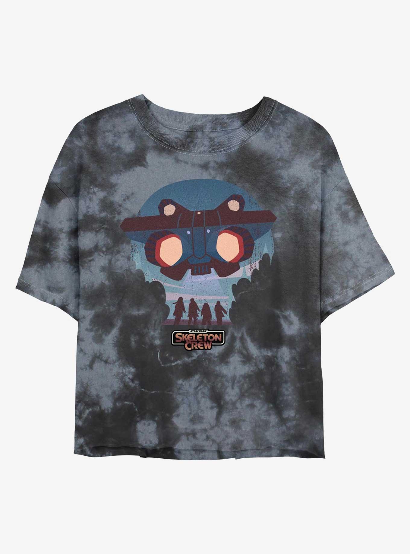 Skeleton Crew Kids And Ship Tie Dye Crop Girls T-Shirt, BLKCHAR, hi-res