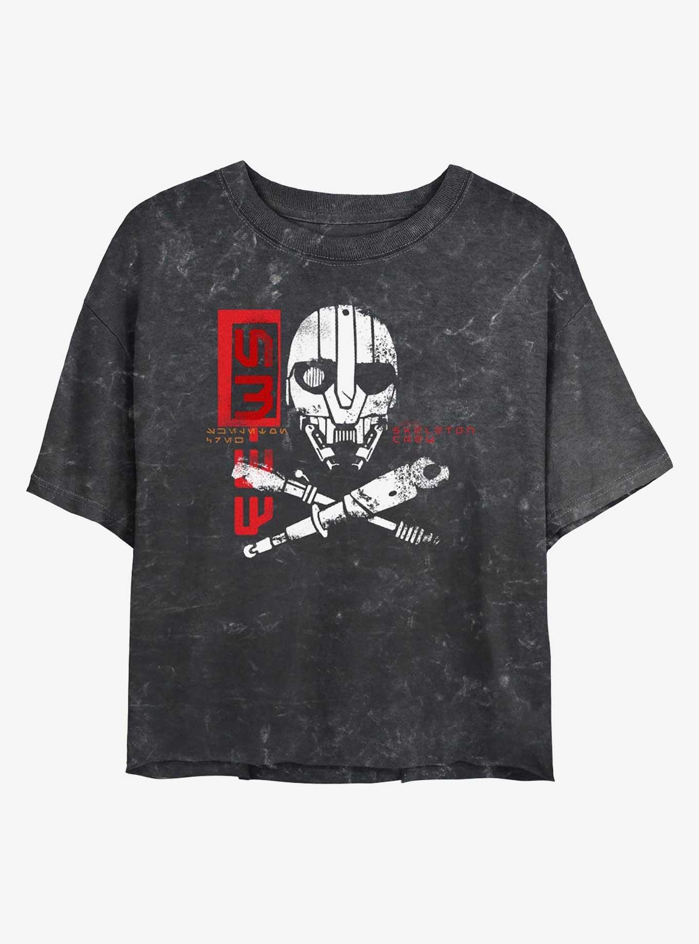 Skeleton Crew SM 33 Mineral Wash Girls Crop T-Shirt, BLACK, hi-res