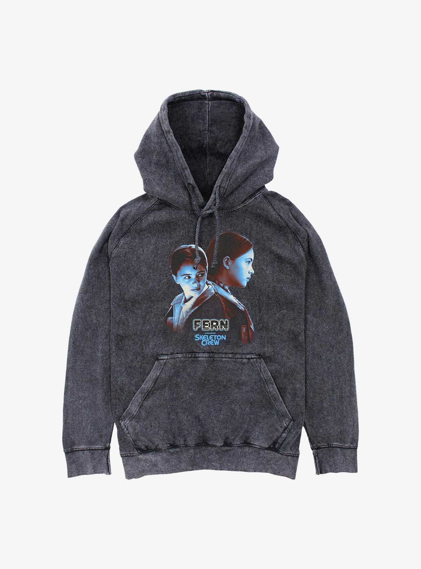 Skeleton Crew Fern Heroic Mineral Wash Hoodie, BLACK, hi-res
