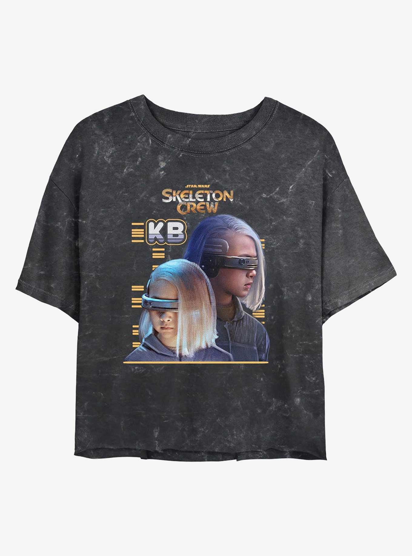 Skeleton Crew KB Heroic Mineral Wash Girls Crop T-Shirt, BLACK, hi-res
