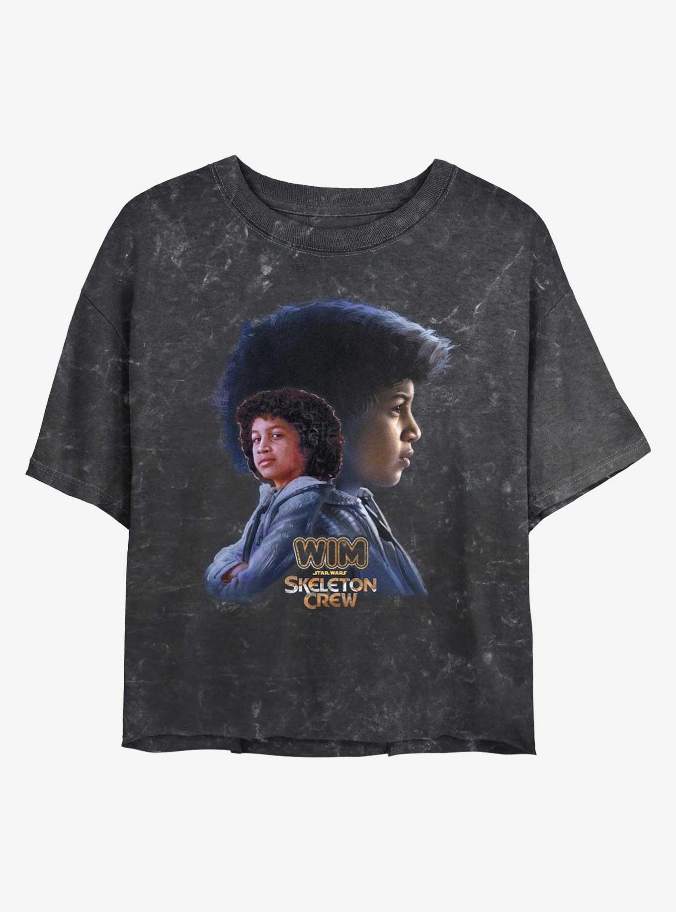Skeleton Crew Just Wim Mineral Wash Girls Crop T-Shirt, BLACK, hi-res