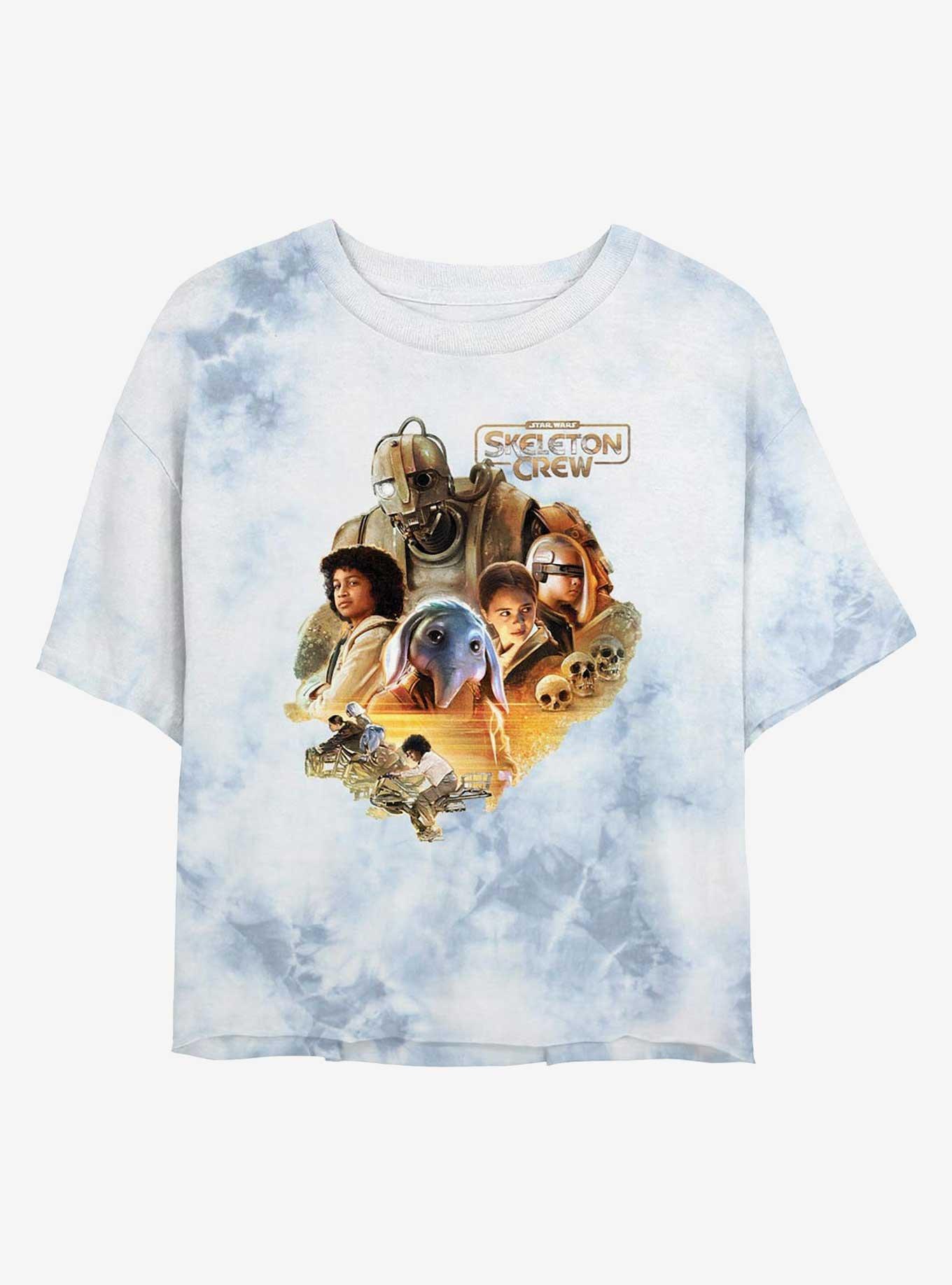 Skeleton Crew Cool Blue Crew Tie Dye Crop Girls T-Shirt