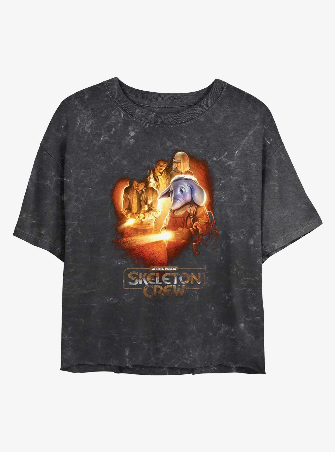 Skeleton Crew Elephant Light Vision Mineral Wash Girls Crop T-Shirt, , hi-res