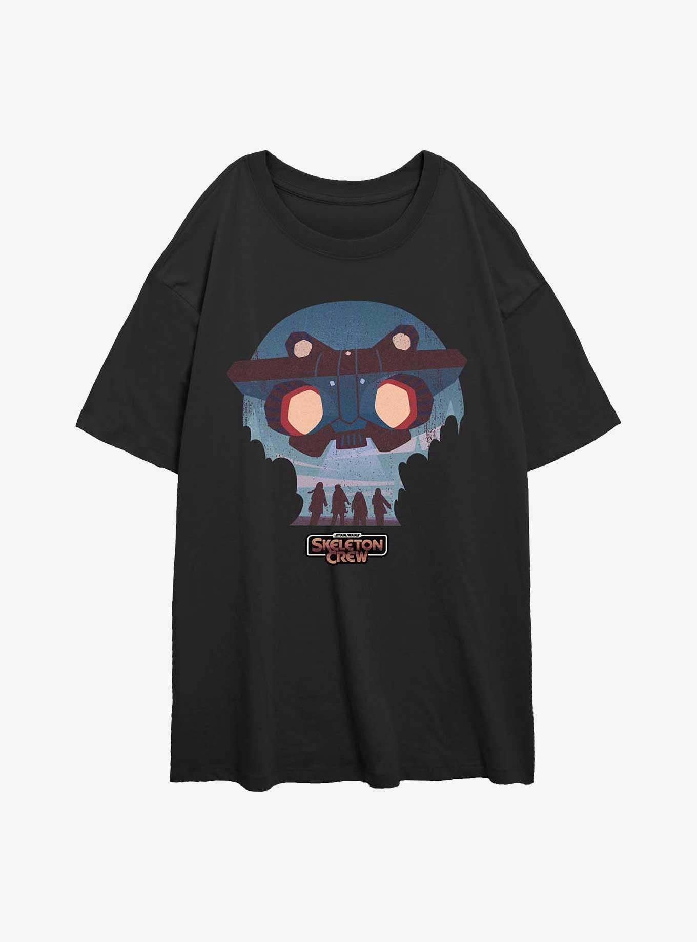 Skeleton Crew Kids And Ship Girls Oversized T-Shirt, BLACK, hi-res