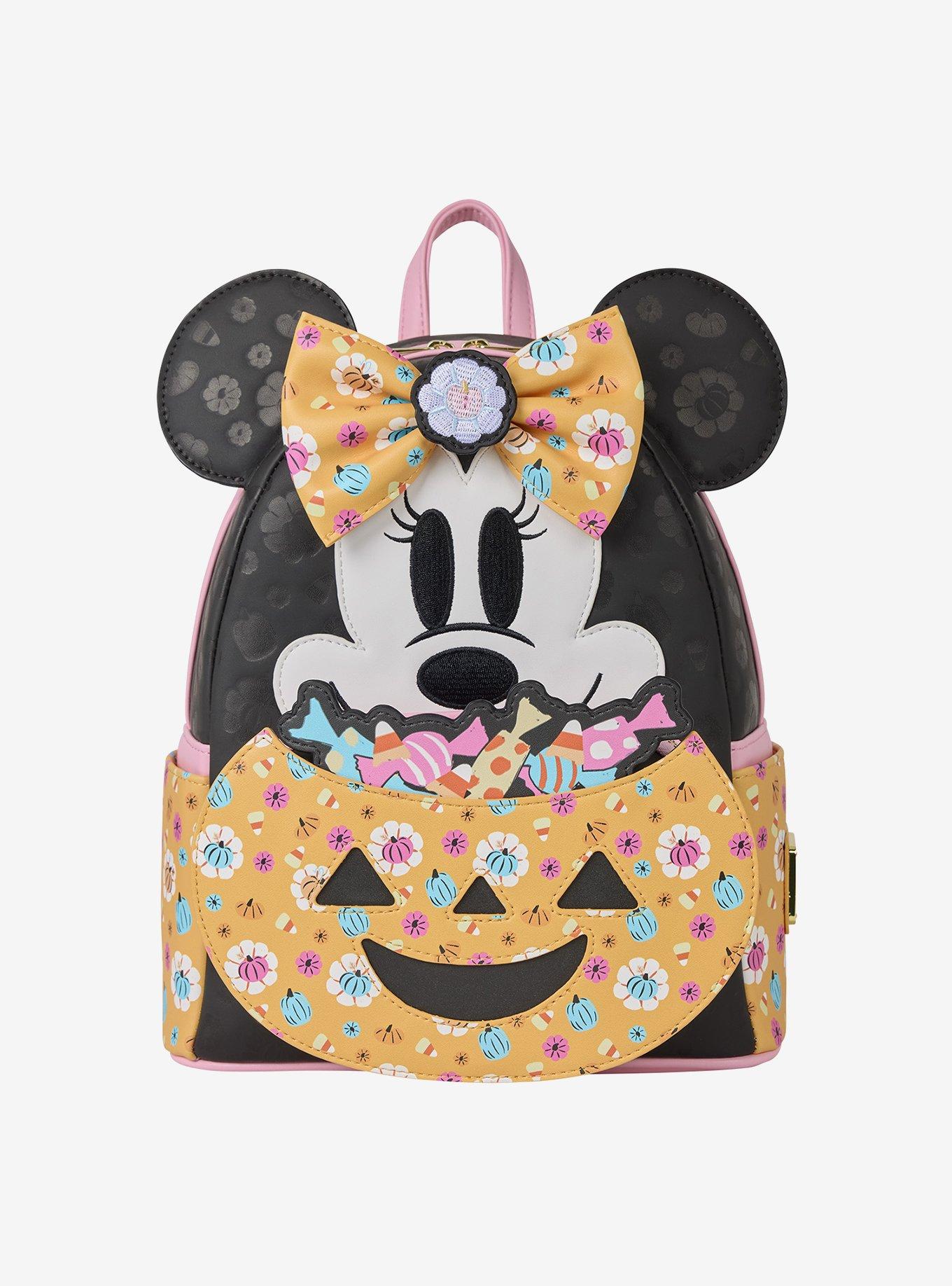 Loungefly Disney Minnie Mouse Floral Pumpkin Glow-in-the-Dark Figural Mini Backpack, , hi-res