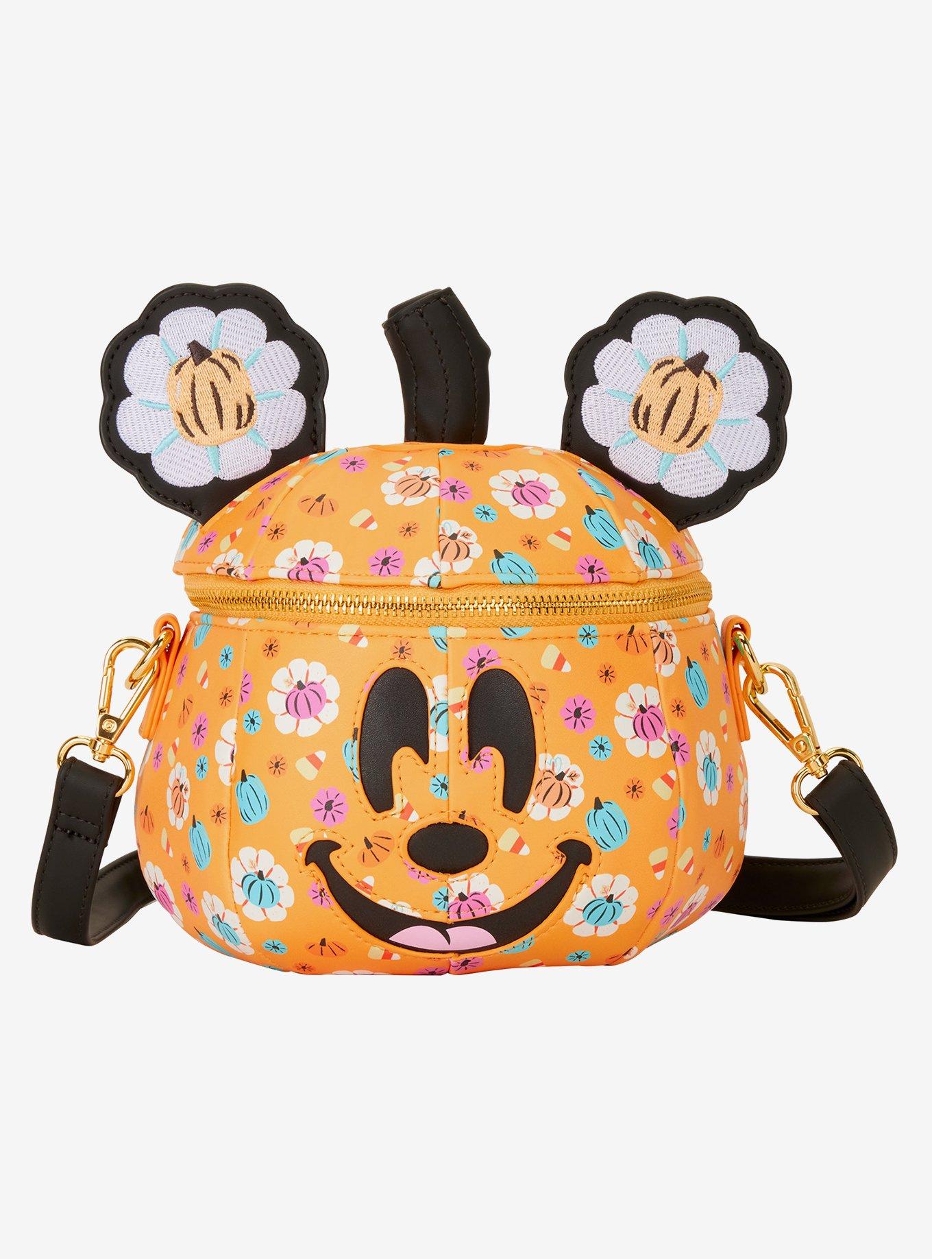 Loungefly Disney Mickey Mouse Floral Pumpkin Figural Crossbody Bag, , hi-res