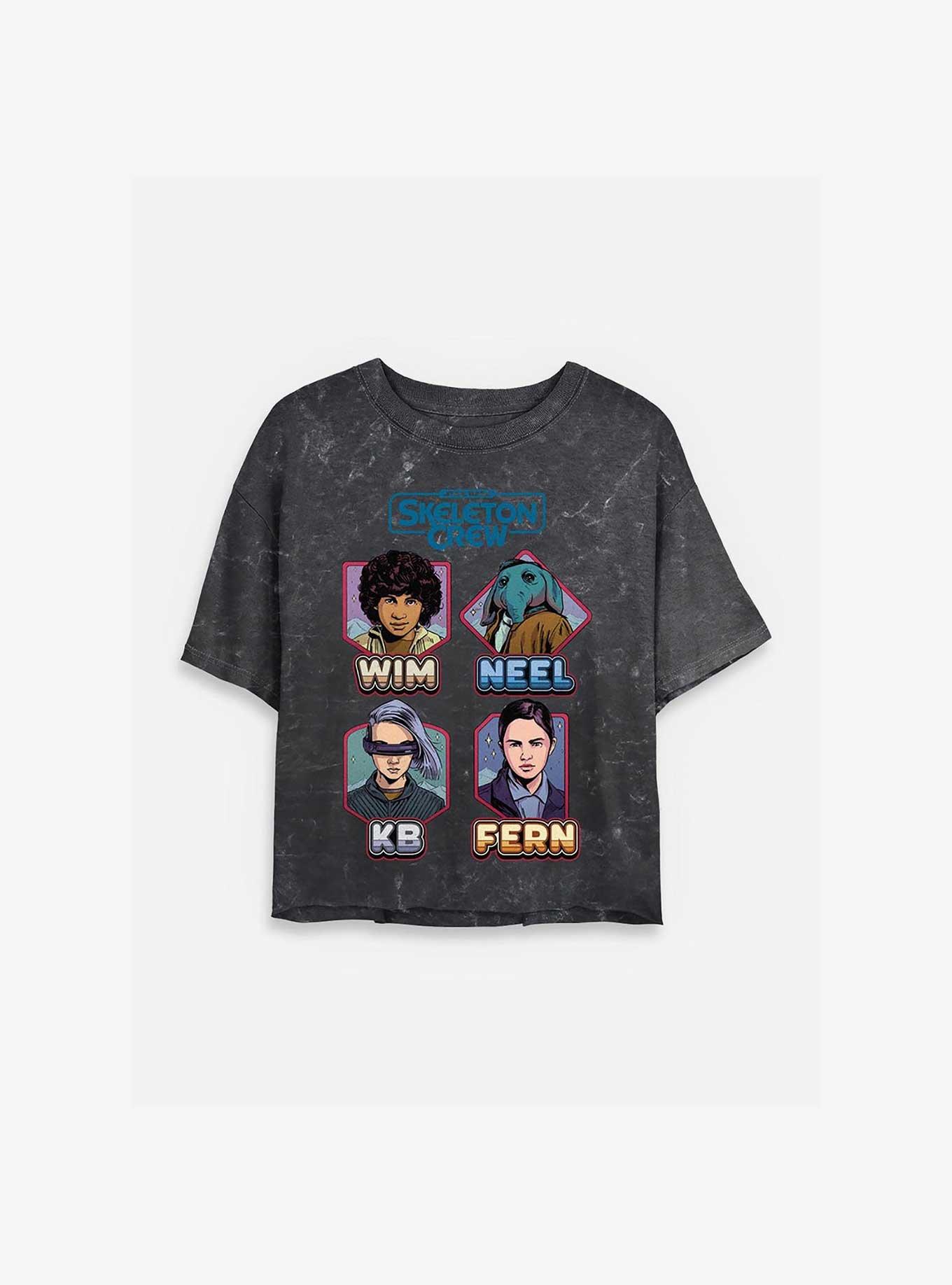 Skeleton Crew Names and Crew Mineral Wash Womens Crop T-Shirt, , hi-res