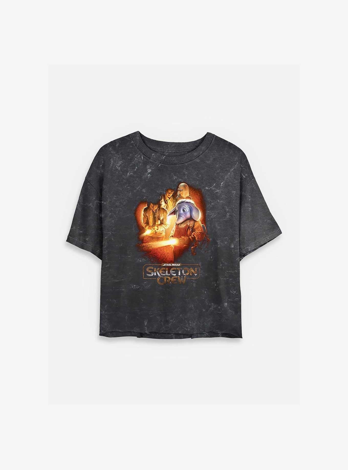 Skeleton Crew Elephant Light Vision Mineral Wash Womens Crop T-Shirt, , hi-res