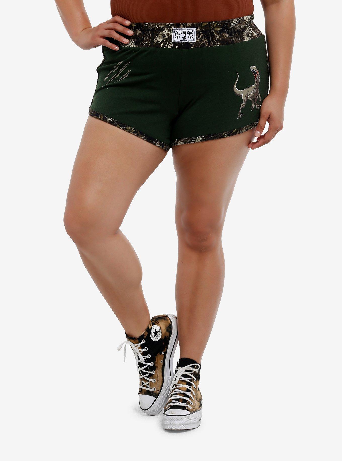 Her Universe Jurassic Park Velociraptor Camouflage Lounge Shorts Plus Size, , hi-res